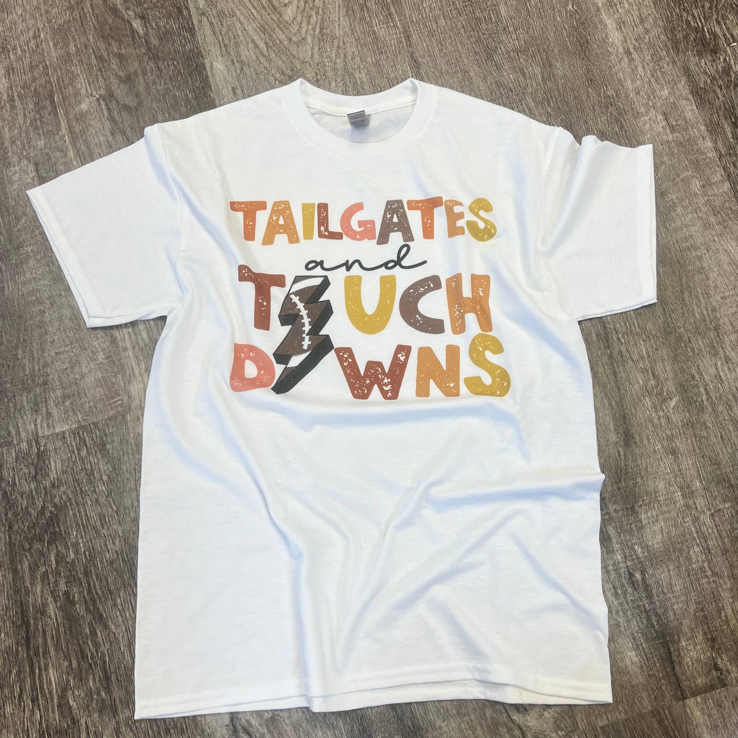 Tailgates and Touchdowns On White Tee