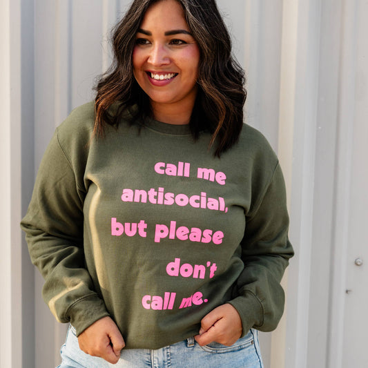 Text Graphic Tee Casual Shirt, Call Me Antisocial Tee, Funny