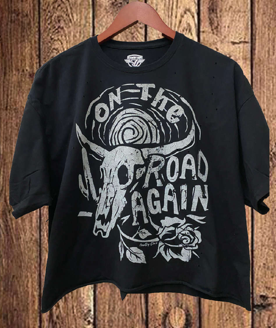 On the Road Again Oversized  Cropped  T- Shirt