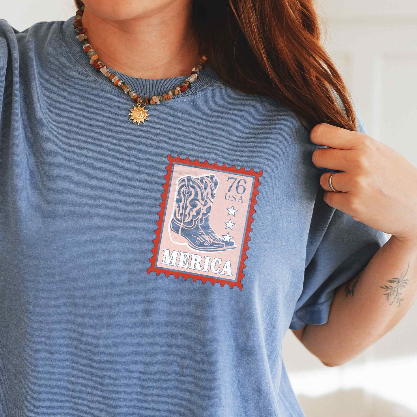 Merica Cowgirl Tee, Western Patriotic T-Shirt
