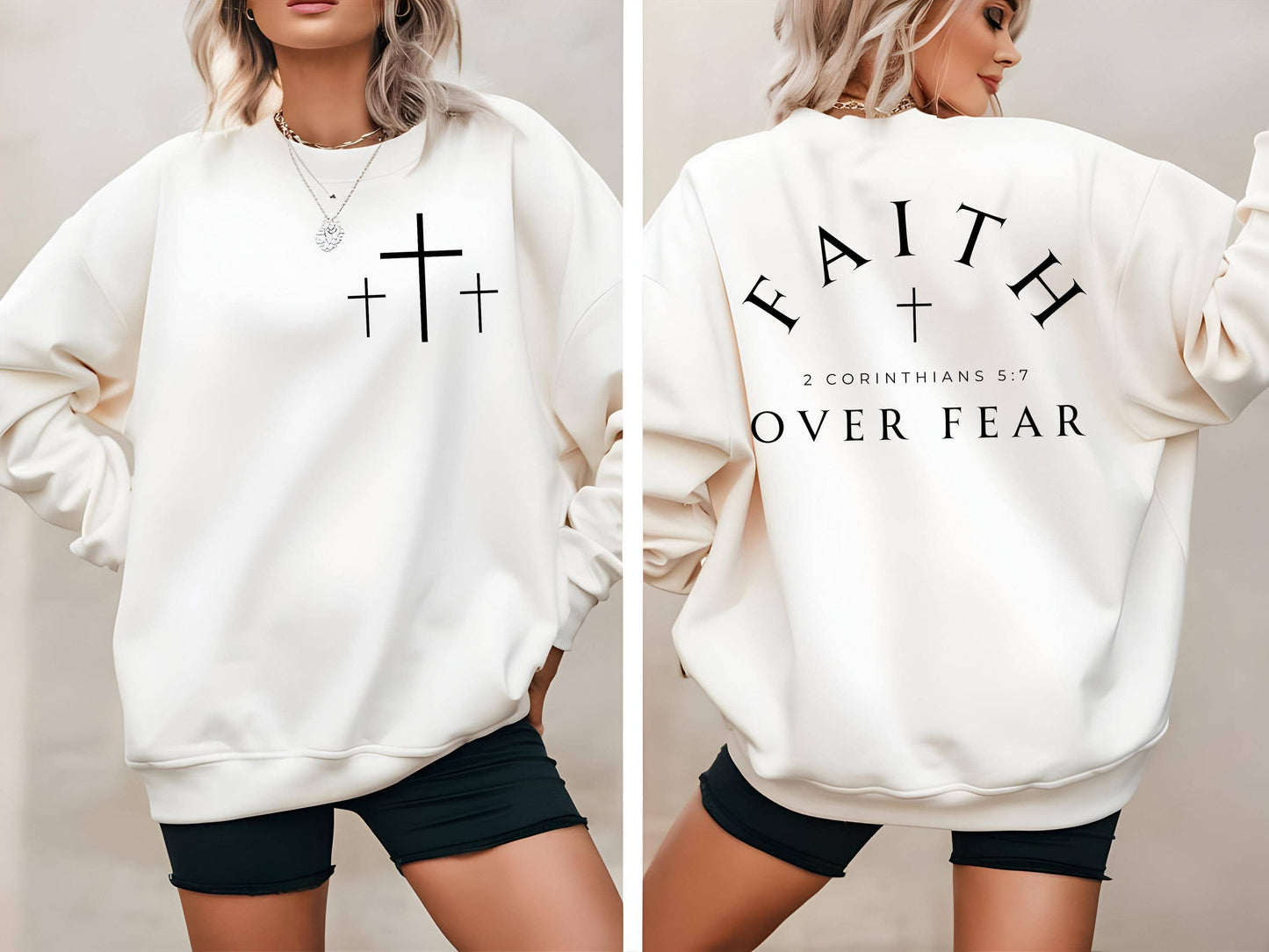 Faith Over Fear Inspirational Christian Sweatshirt