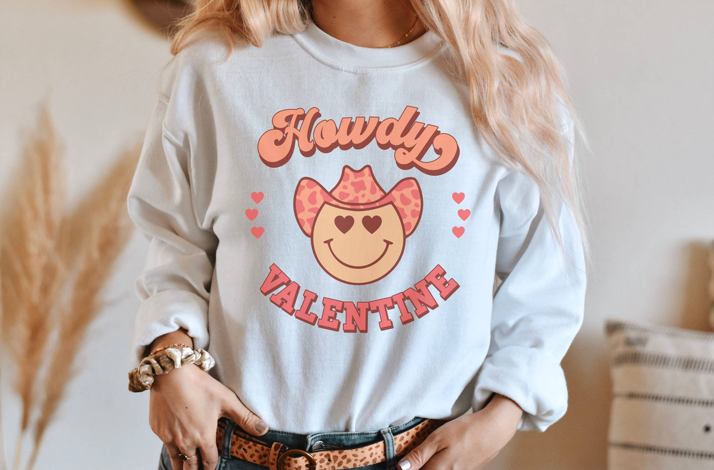 Howdy Valentine Crew Neck Sweatshirt