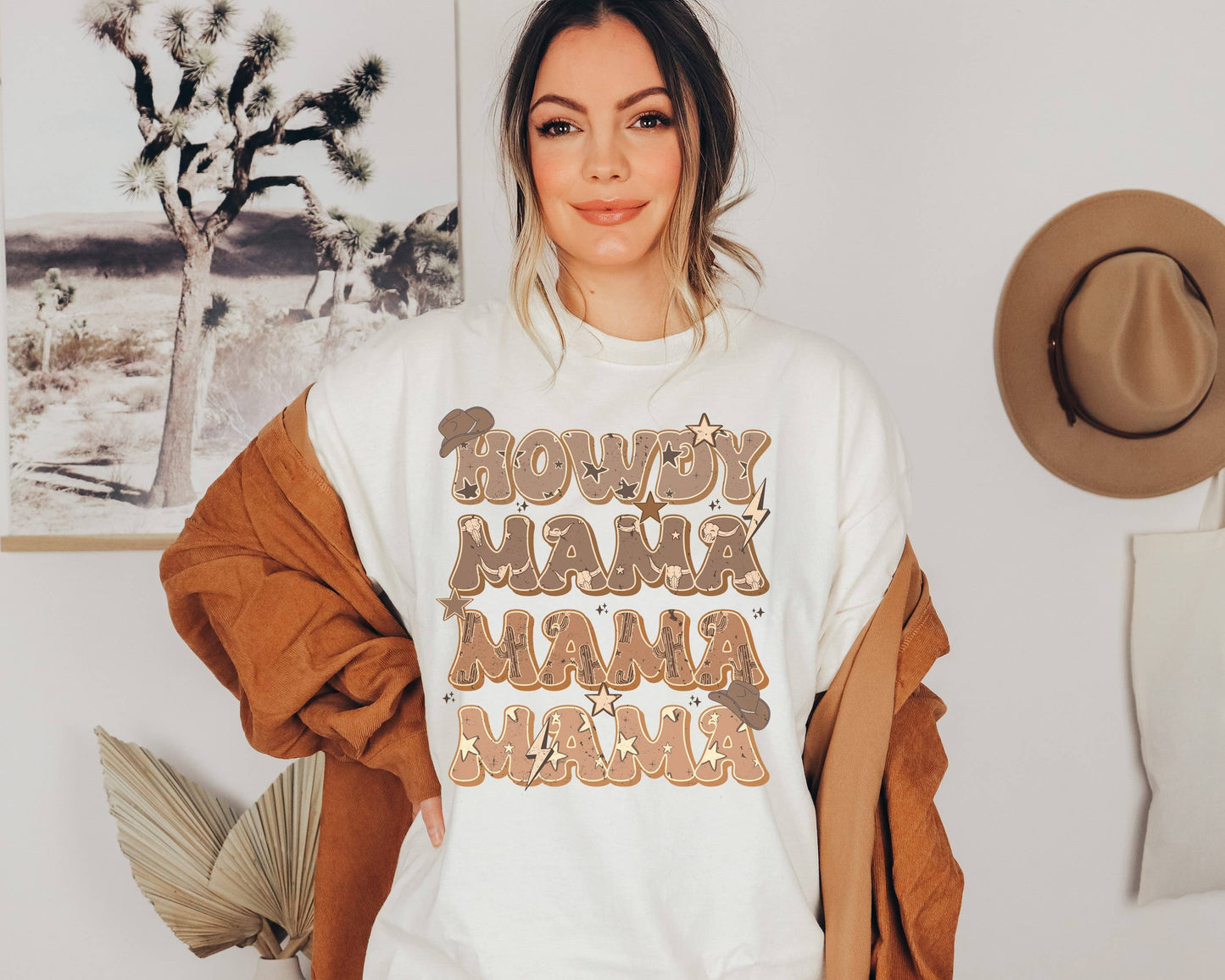 Howdy Mama Graphic Tee | Mama Tee | Mom Cow Skull Tee