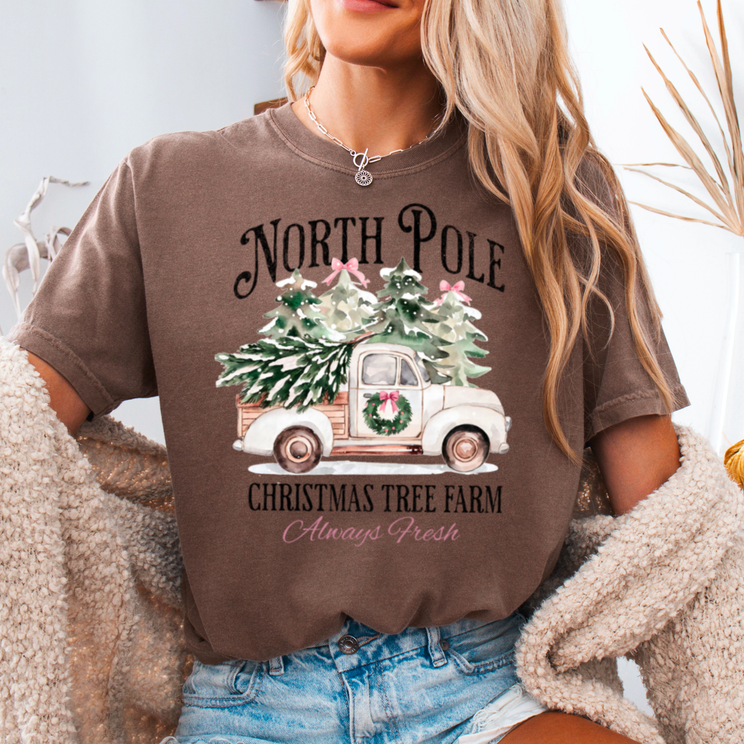North Pole Christmas Tree Farm Graphic Tee|Comfortcolor