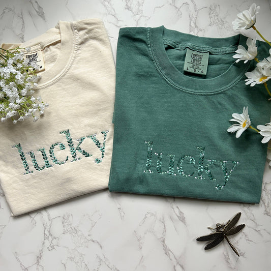 Embroidered Floral Lucky St. Patrick's Day Tshirt