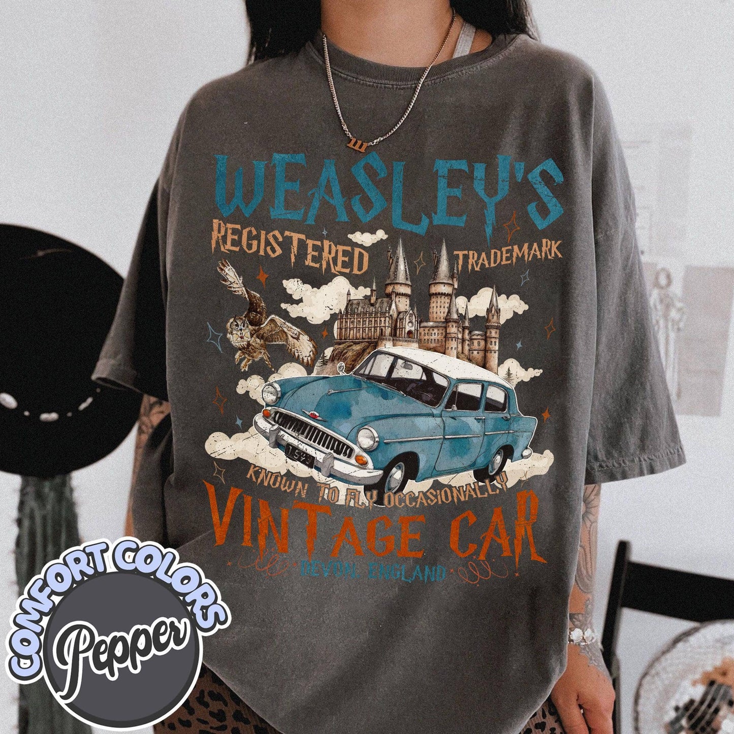 Vintage Wizard Flying Car Adventure Tee
