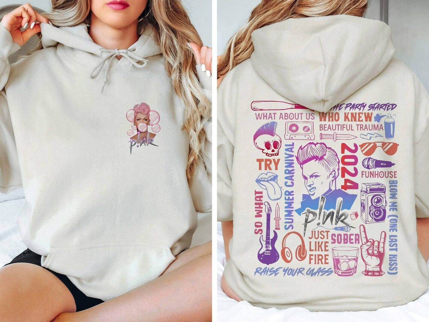 P!Nk Summer Carnival 2024 Tour 2-Sided Hoodie Trustfall Albu
