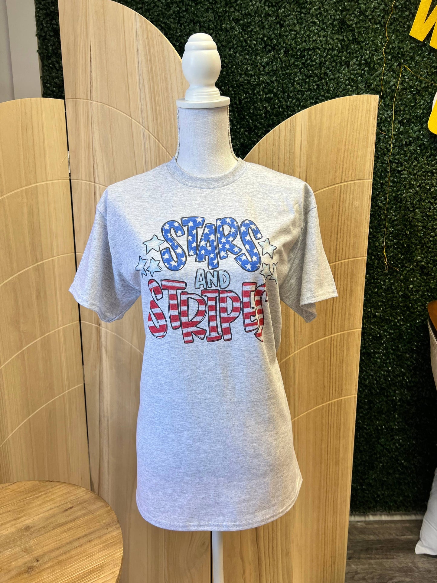 Stars and Stripes On Ash Gray Tee