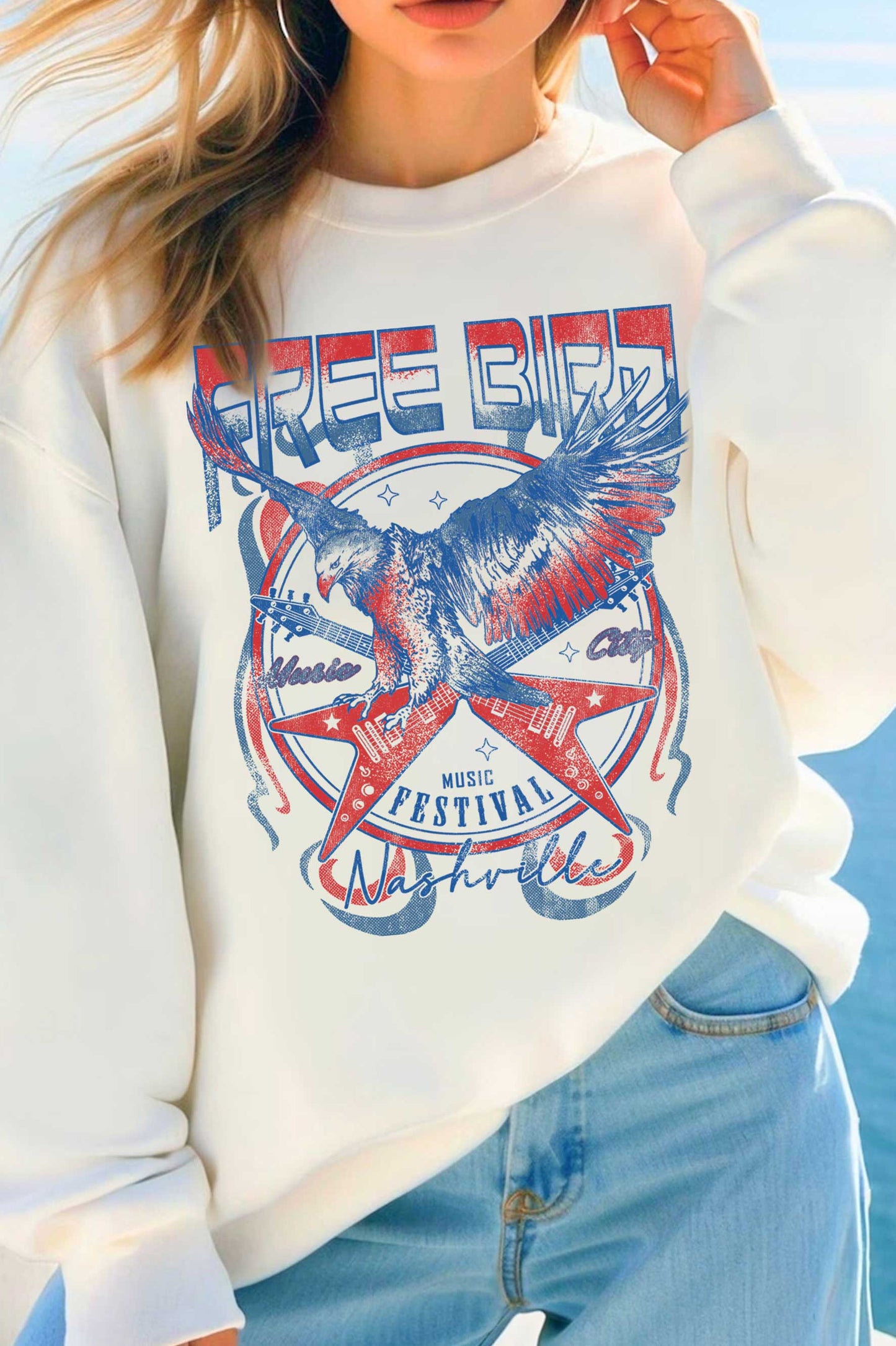 Nashville Free Bird Music Festival Graphic Brush Sweatshirt