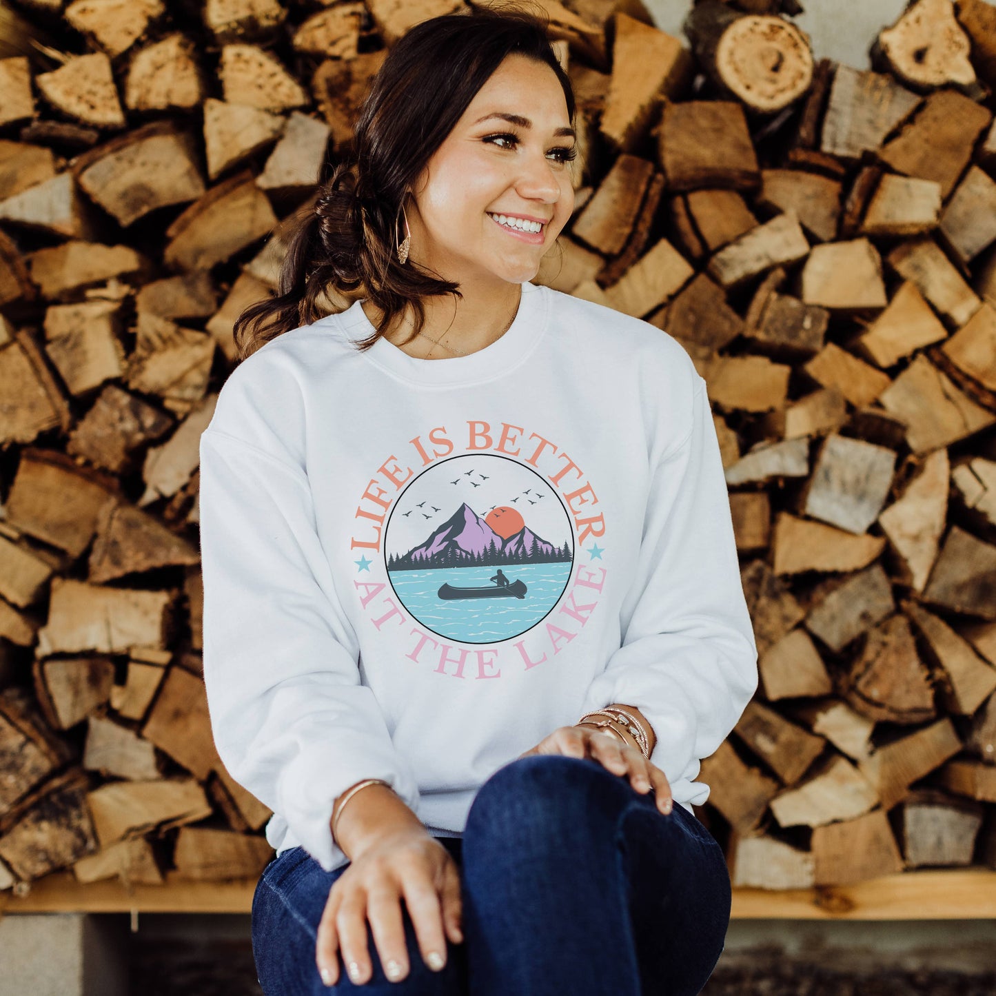 Better At the Lake White Sweatshirt |Sizes S-2XL