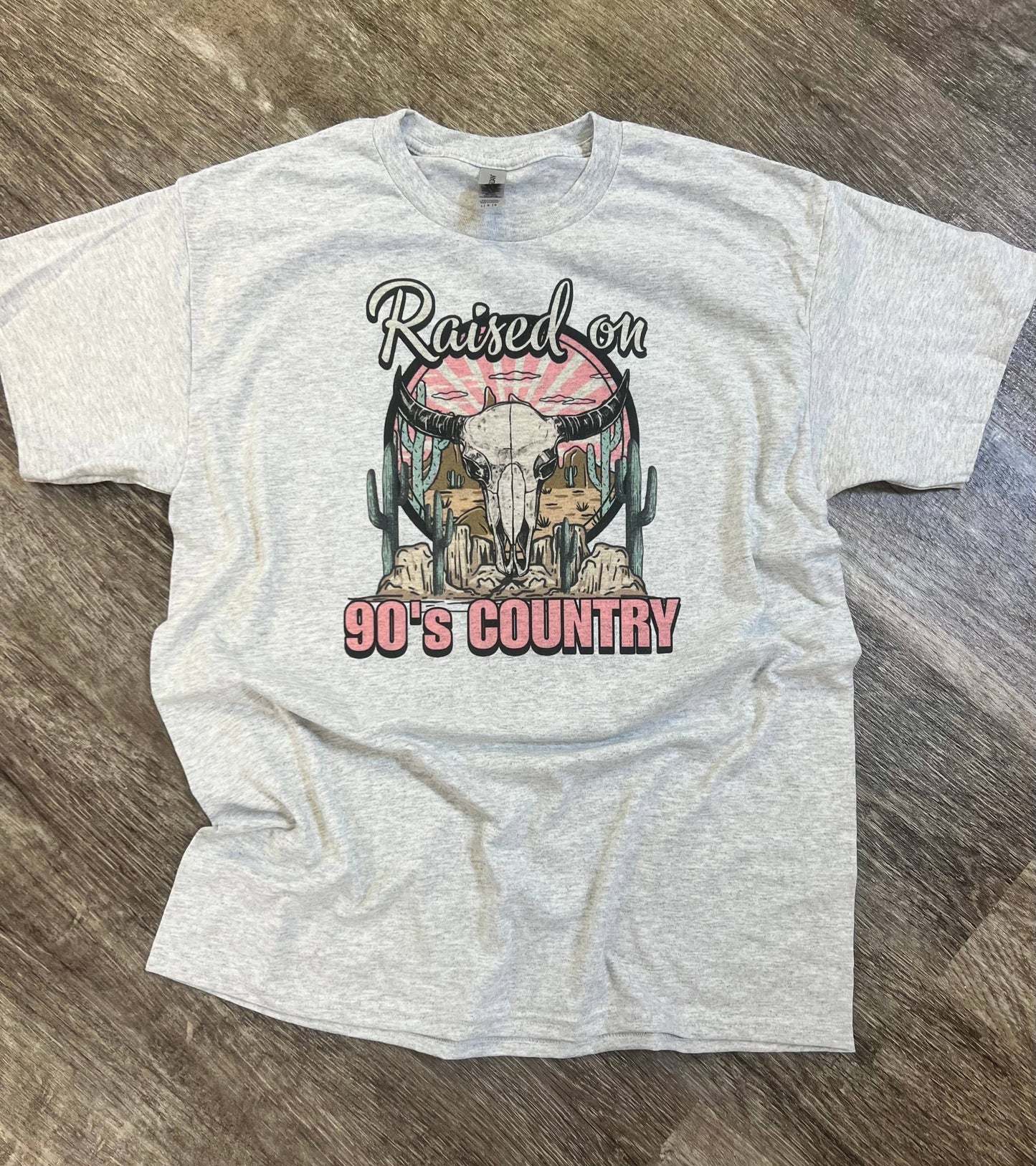 Raised On 90’S Country On Ash Gray Tee