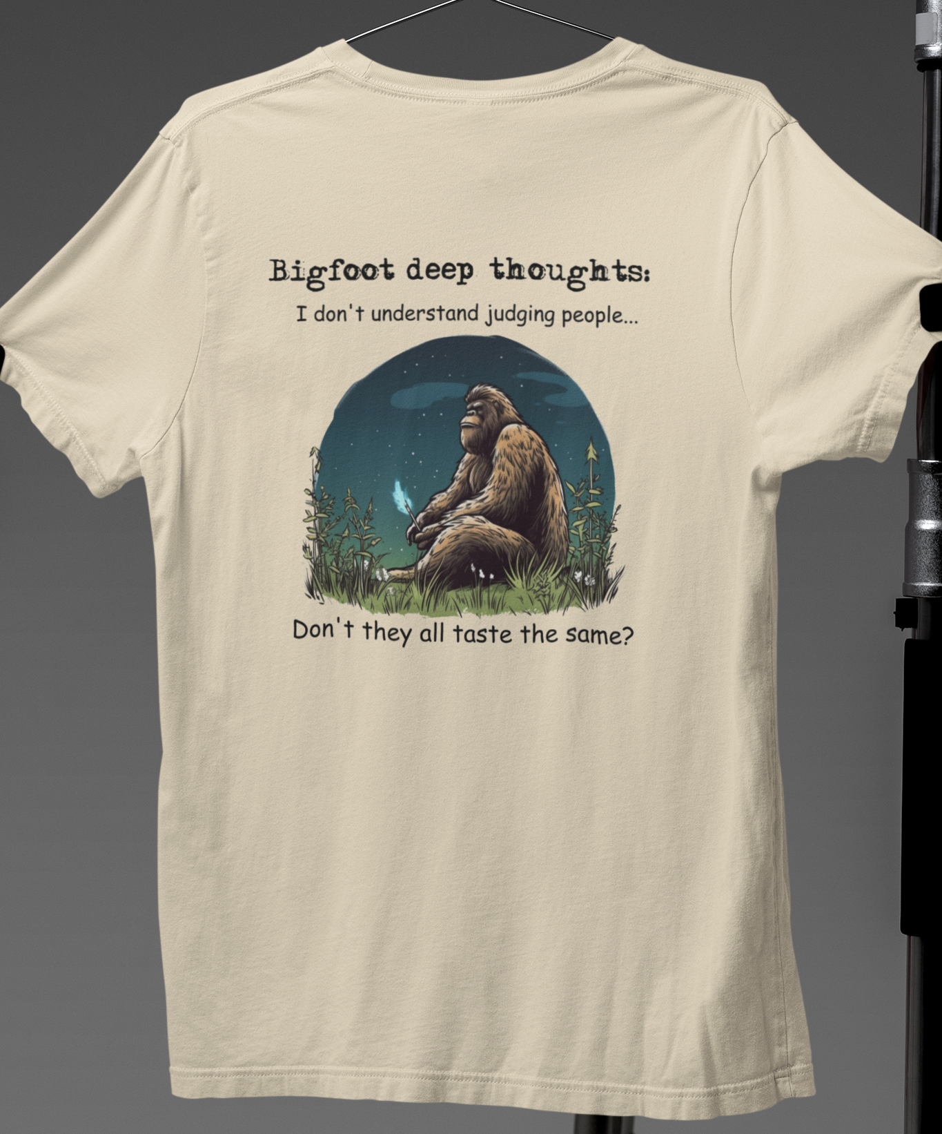 I Don't Understand Judging People - Bigfoot T-Shirt (Tan)