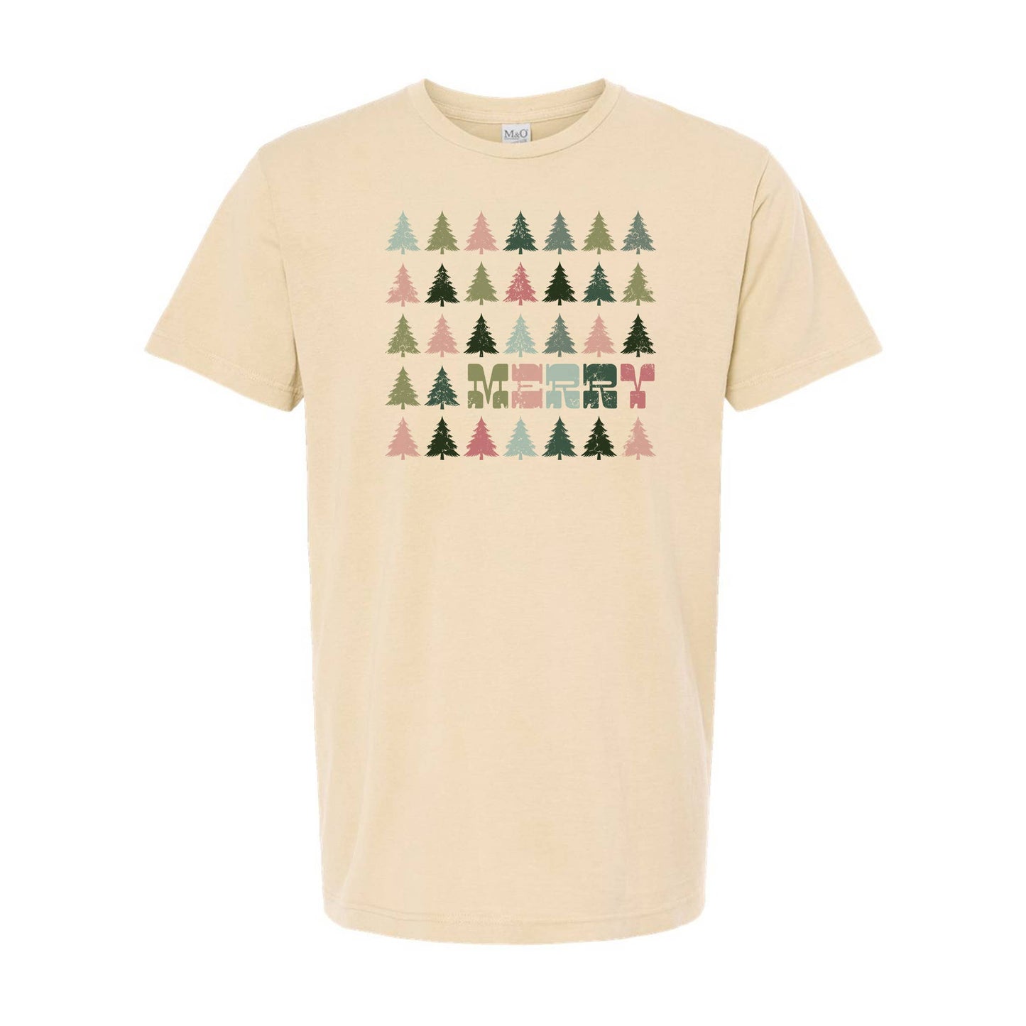 Merry Pastel Pattern Trees Tee