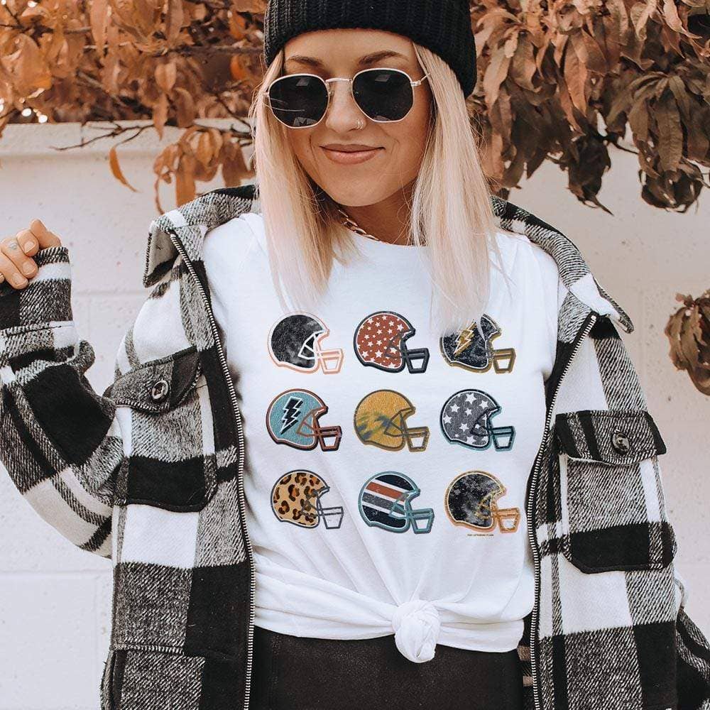 Football Helmet Collection - White Tee