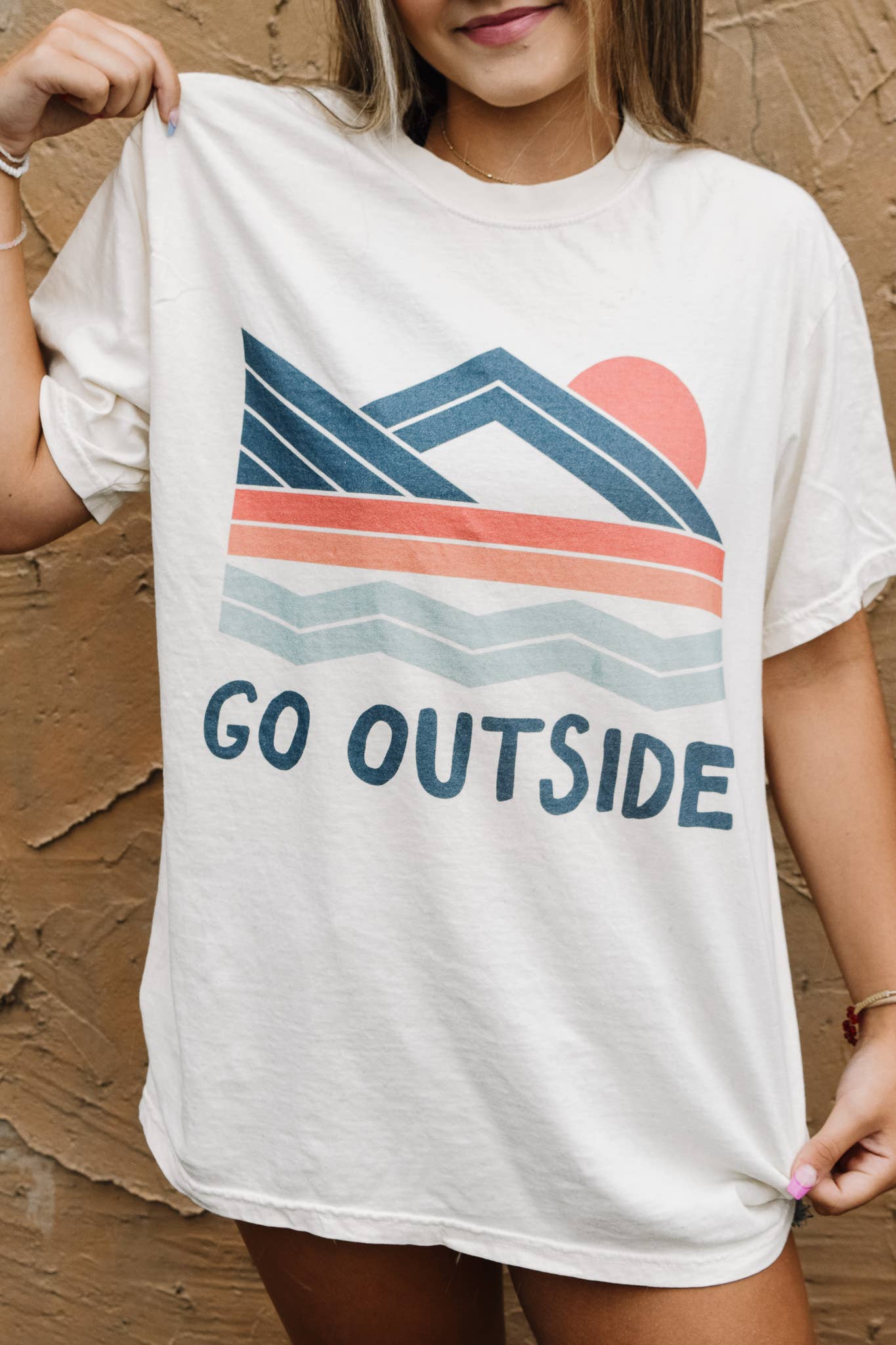 Go Outside - Women's Graphic T-Shirt, 100% Cotton, Ivory