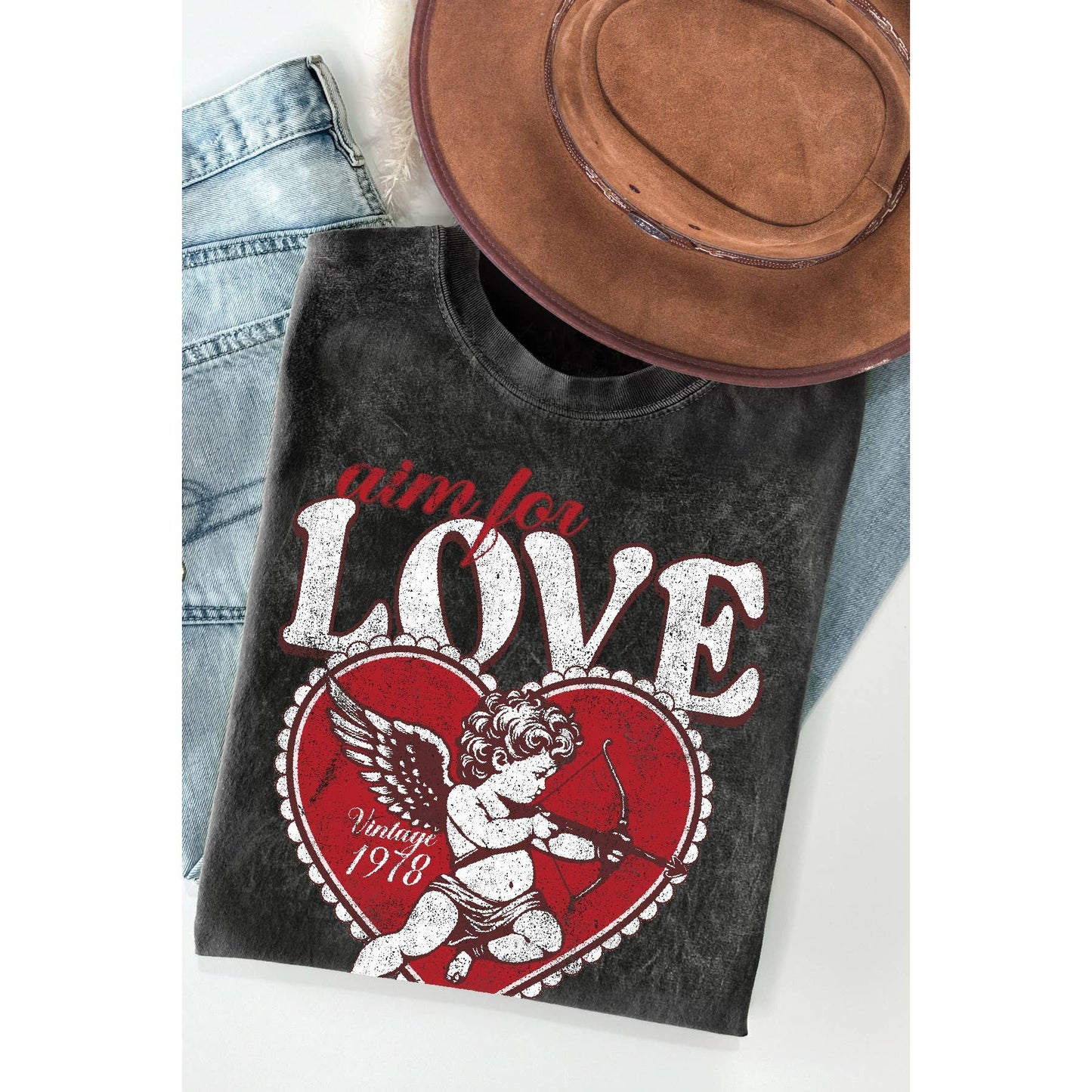 Cupid Aim For Love Mineral Wash T Shirt