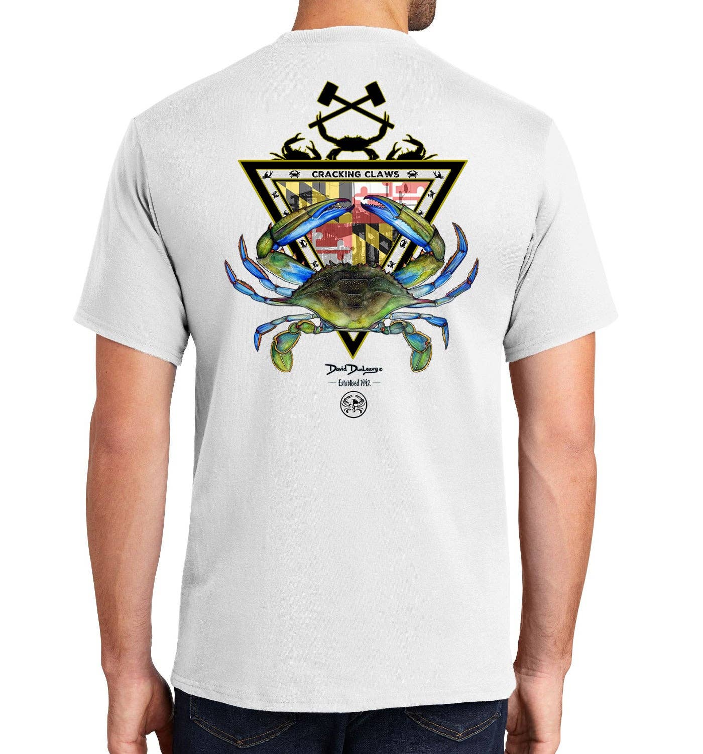 Men's Maryland Blue Crab Short Sleeve White Cotton T-Shirt