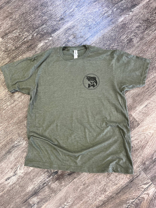 Dilf- Damn I Love Fishing On Heather Military Green Tee