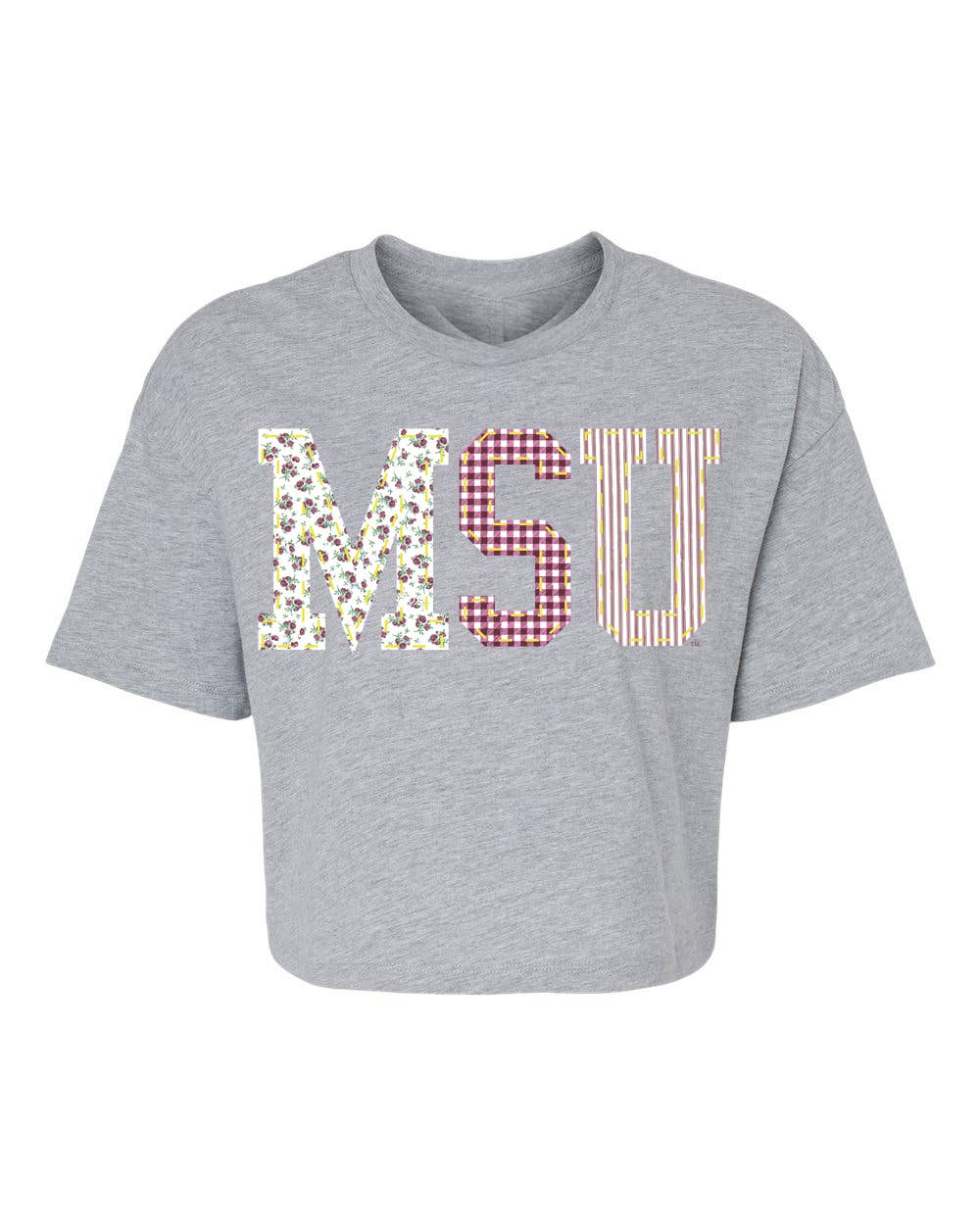 Mississippi State Quilted Puff Ink Gray Cropped Tee