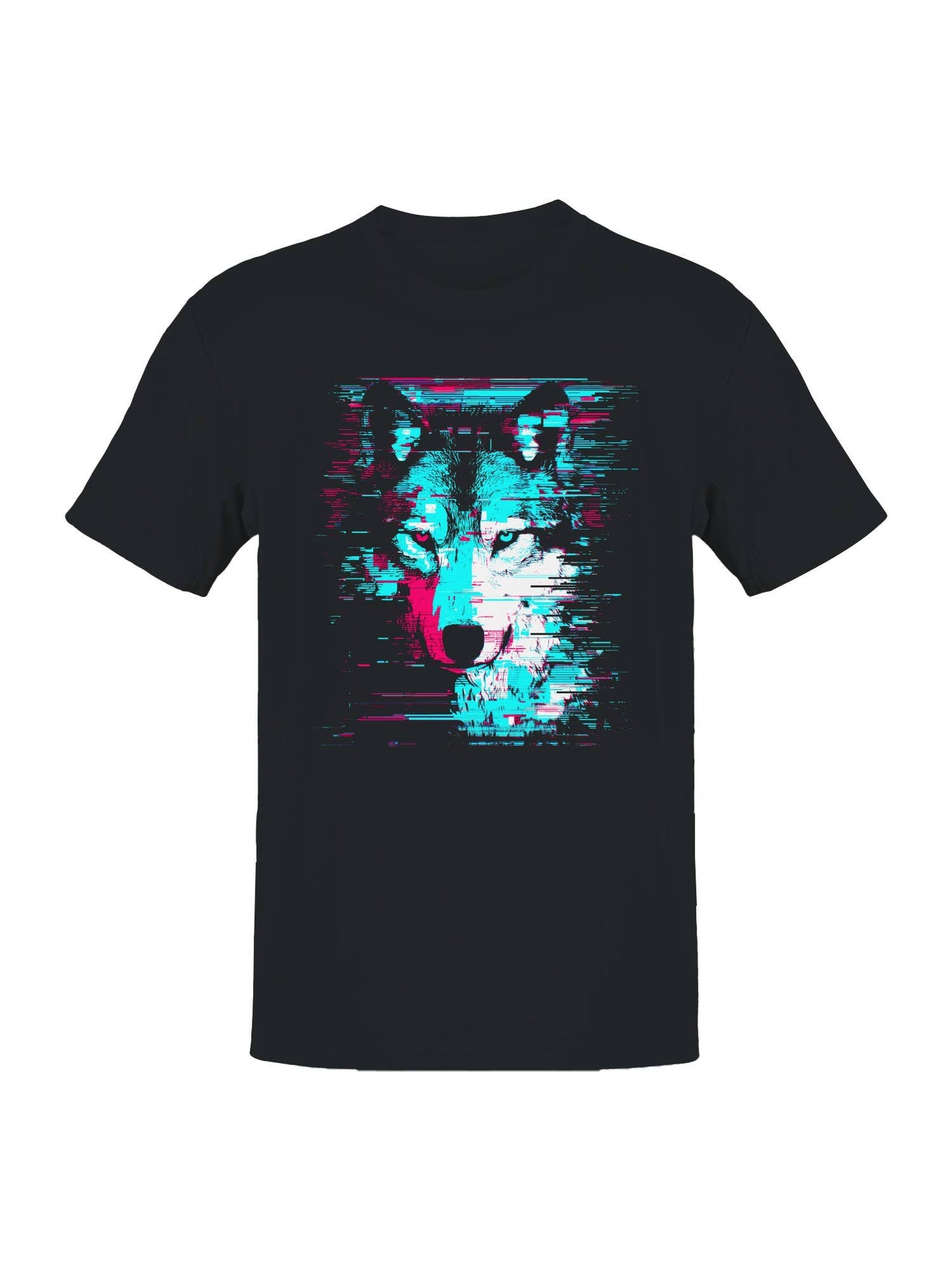 Glitch Art Wolf: Neon Vision Men's T-Shirt