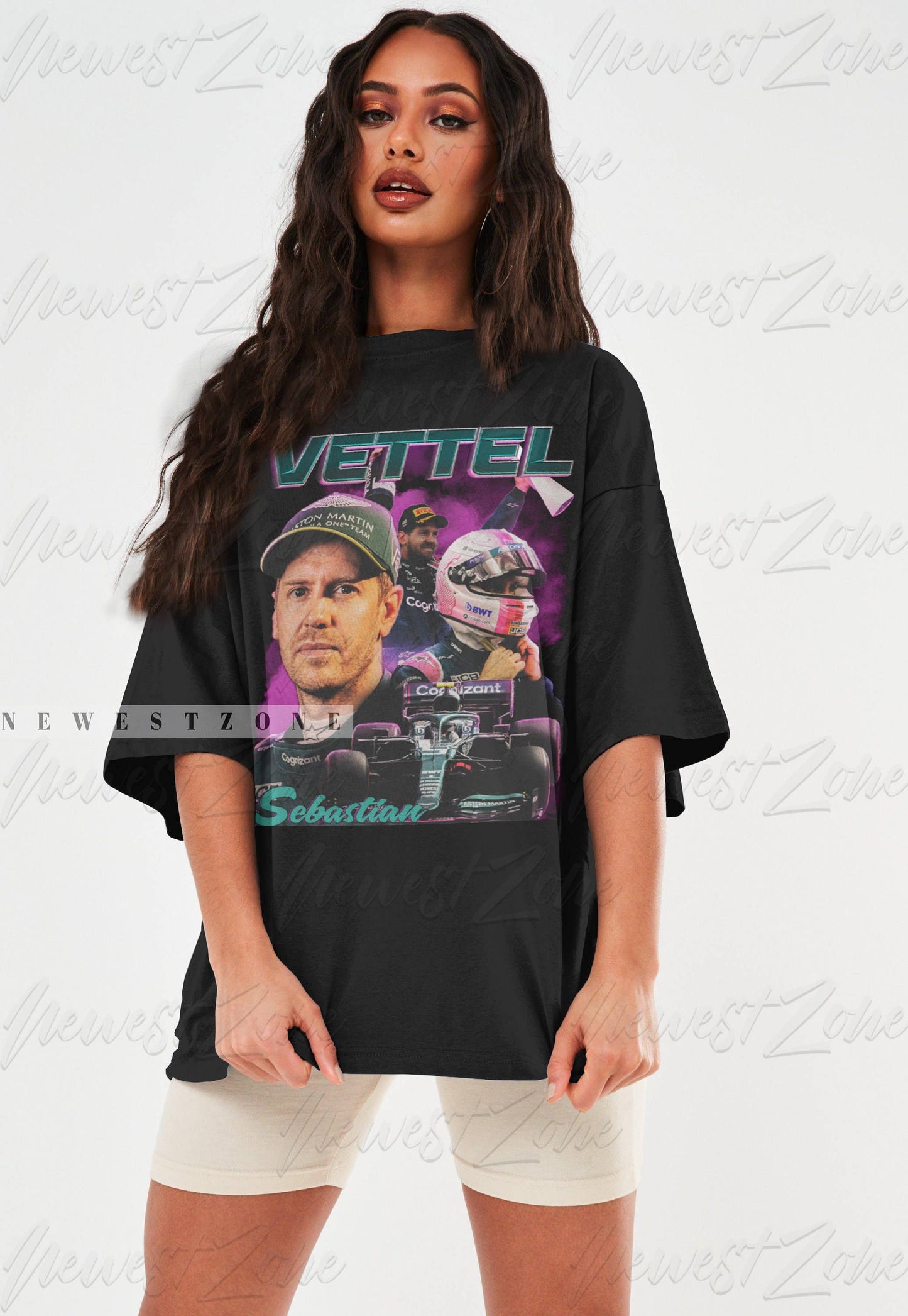 Sebastian Vettel Vintage Racing Tee  Formula Fans Gift