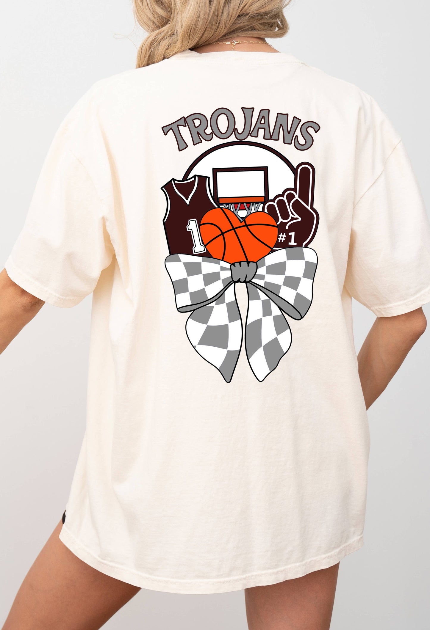 Custom Colorful Basketball Bow Graphic Tee
