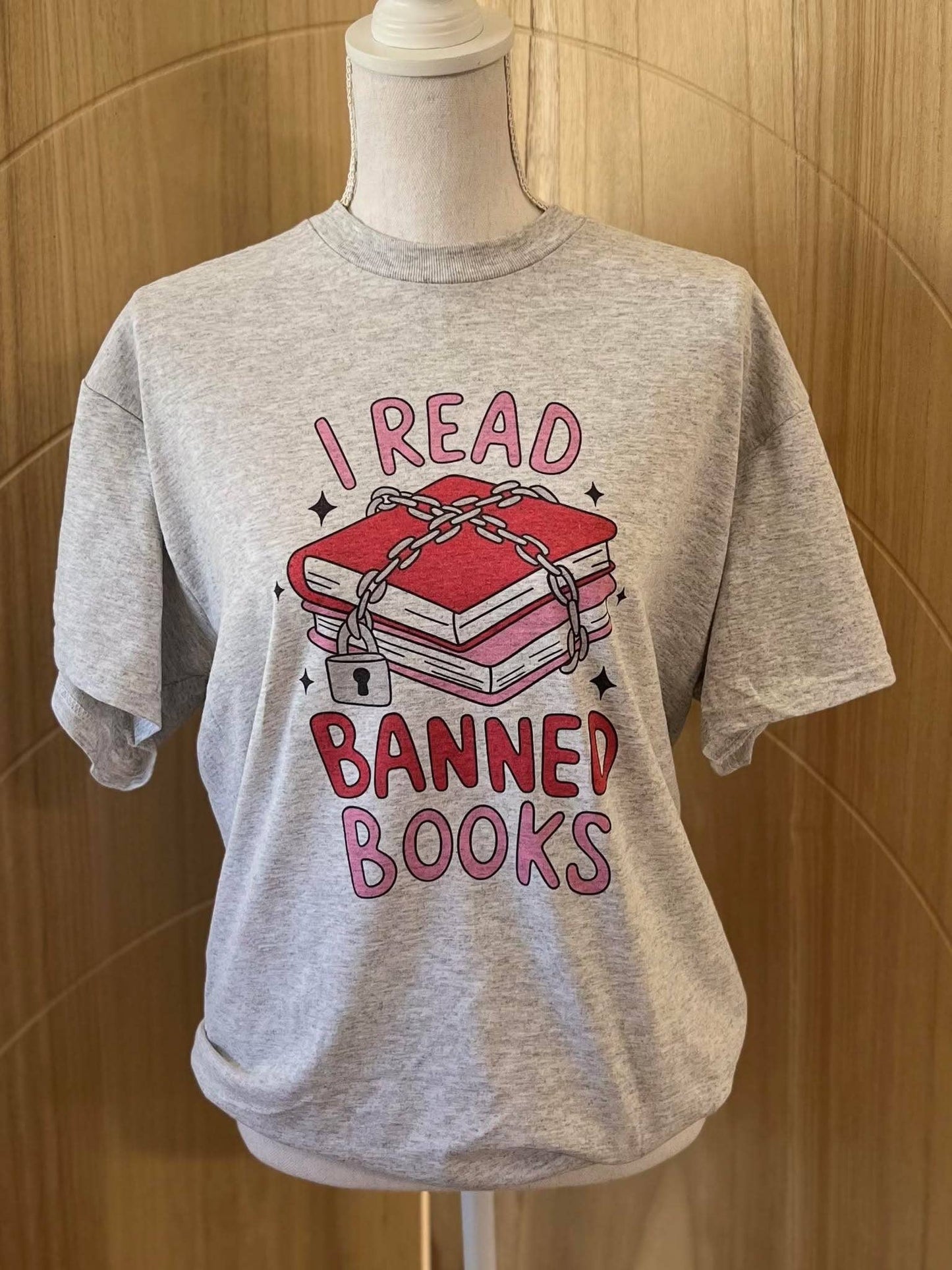 I Read Banned Books On Ash Gray Tee