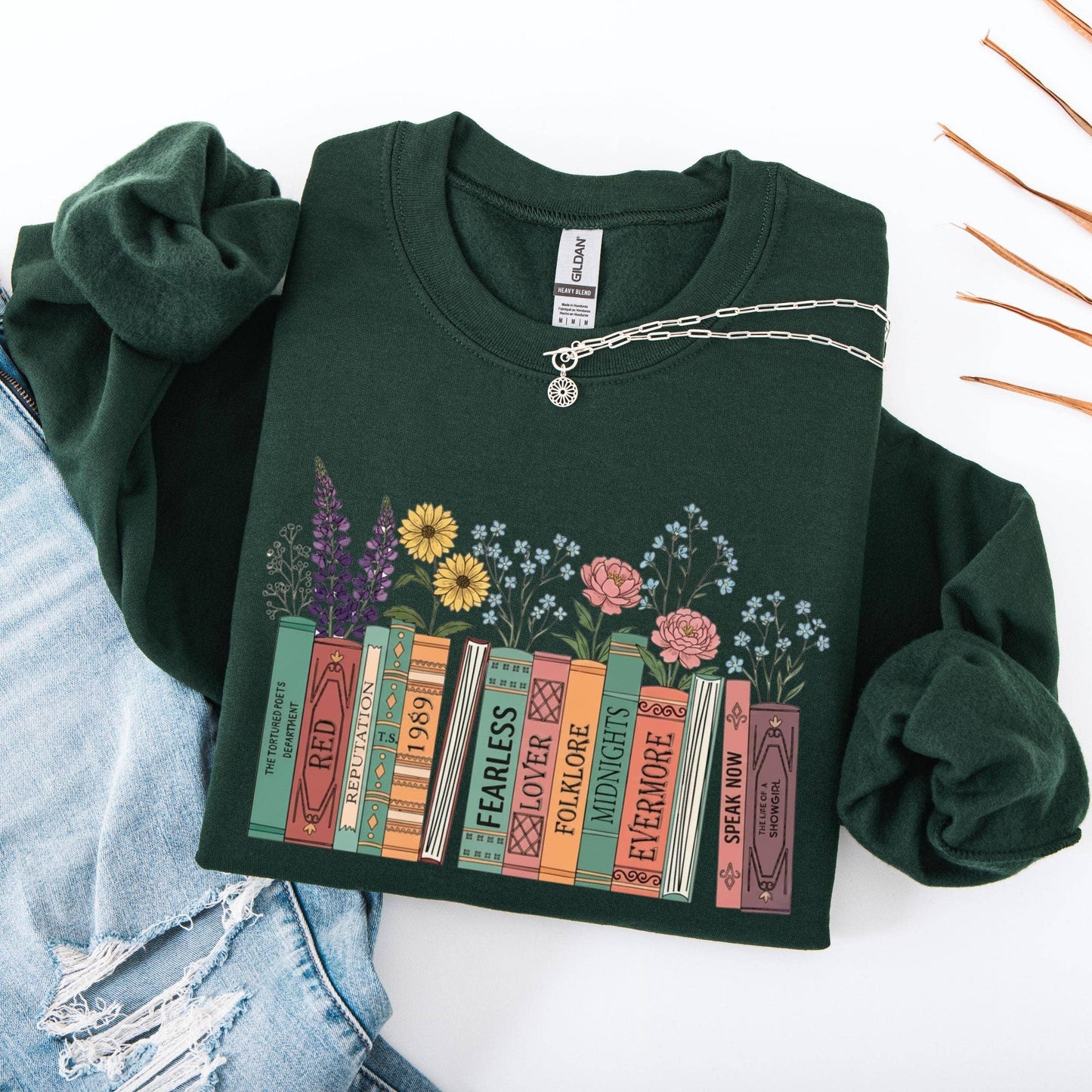 Trendy Floral Book Lover Crewneck Gift Hoodie
