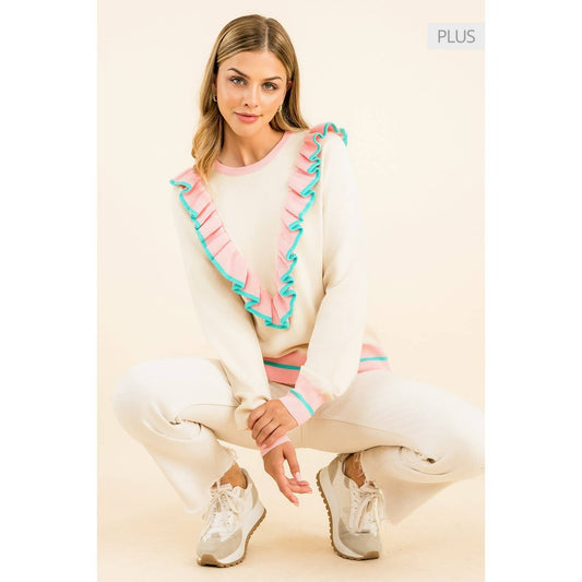 /Size Xl/ Ruffle Detail Sweater