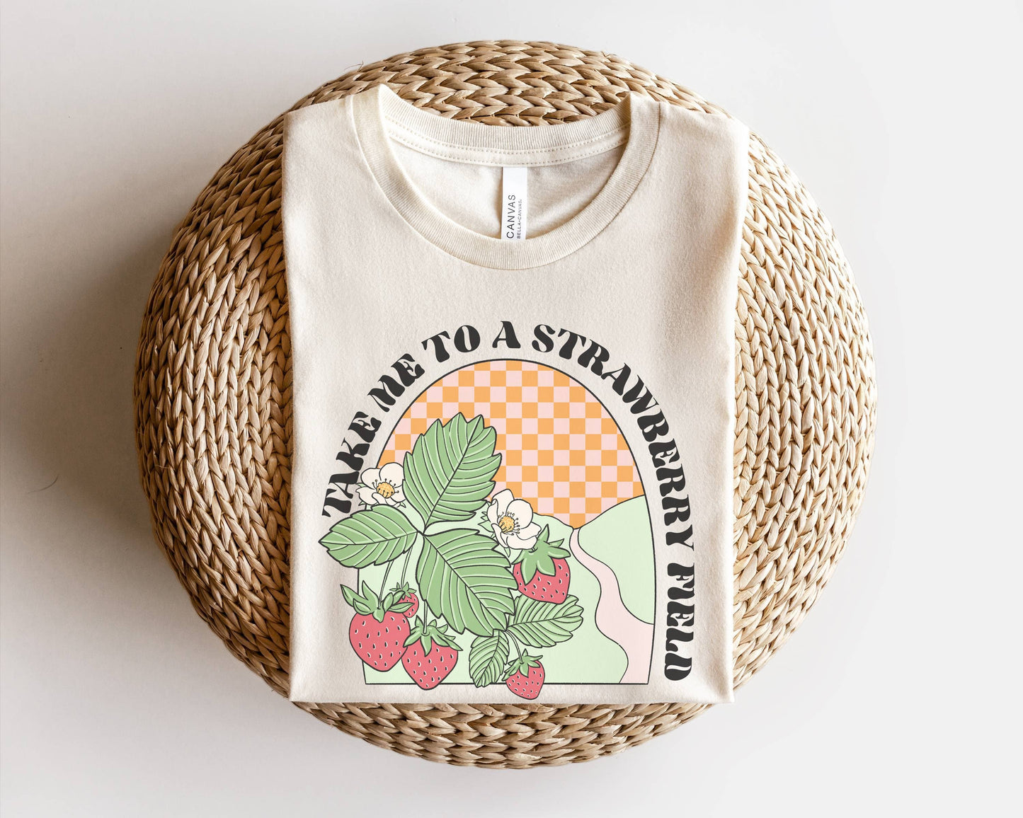 Take Me To A Strawberry Field Retro Tee | Beachy Vibes Tee