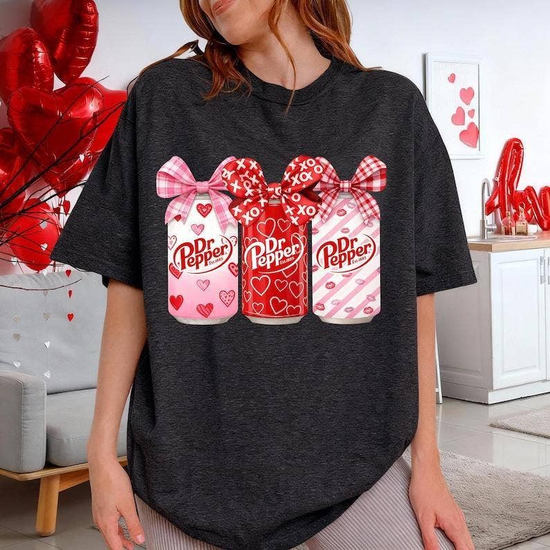 Retro Valentine Soda Can Graphic Tee Shirt
