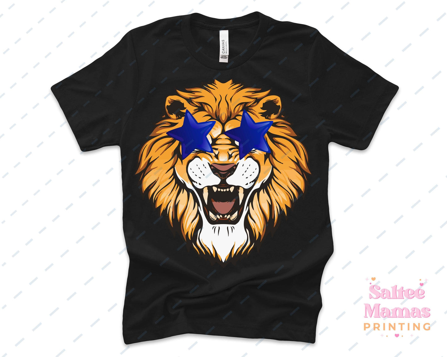 Lion with Stars Preppy Design, Detroit Football Spirit Tee