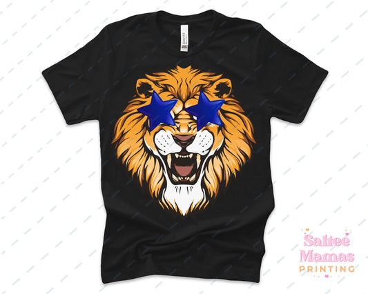 Lion with Stars Preppy Design, Detroit Football Spirit Tee