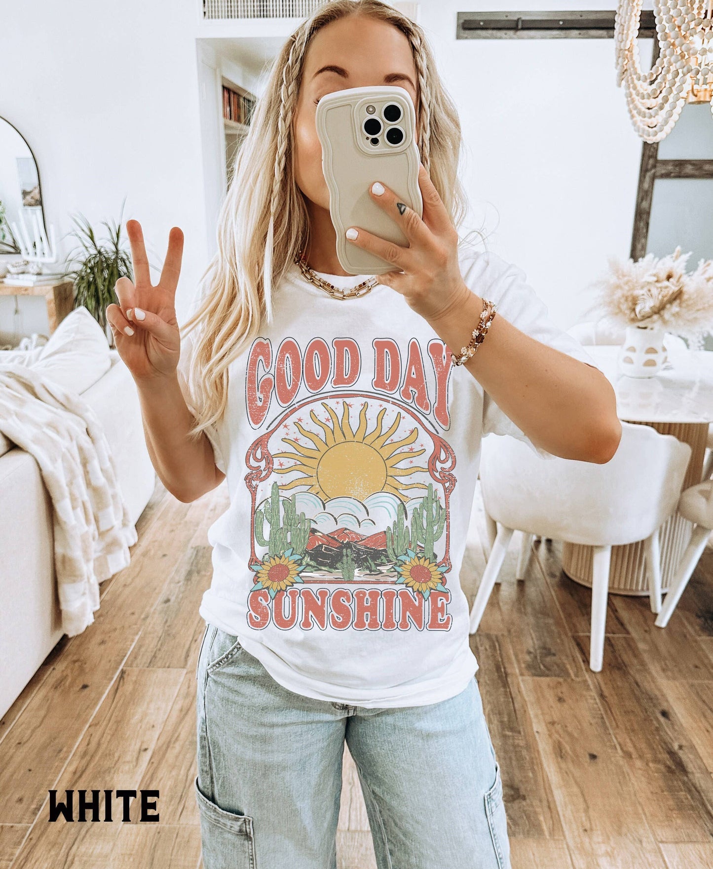 Good Day Sunshine Tee  Retro 70s Style Oversized Boho Shirt