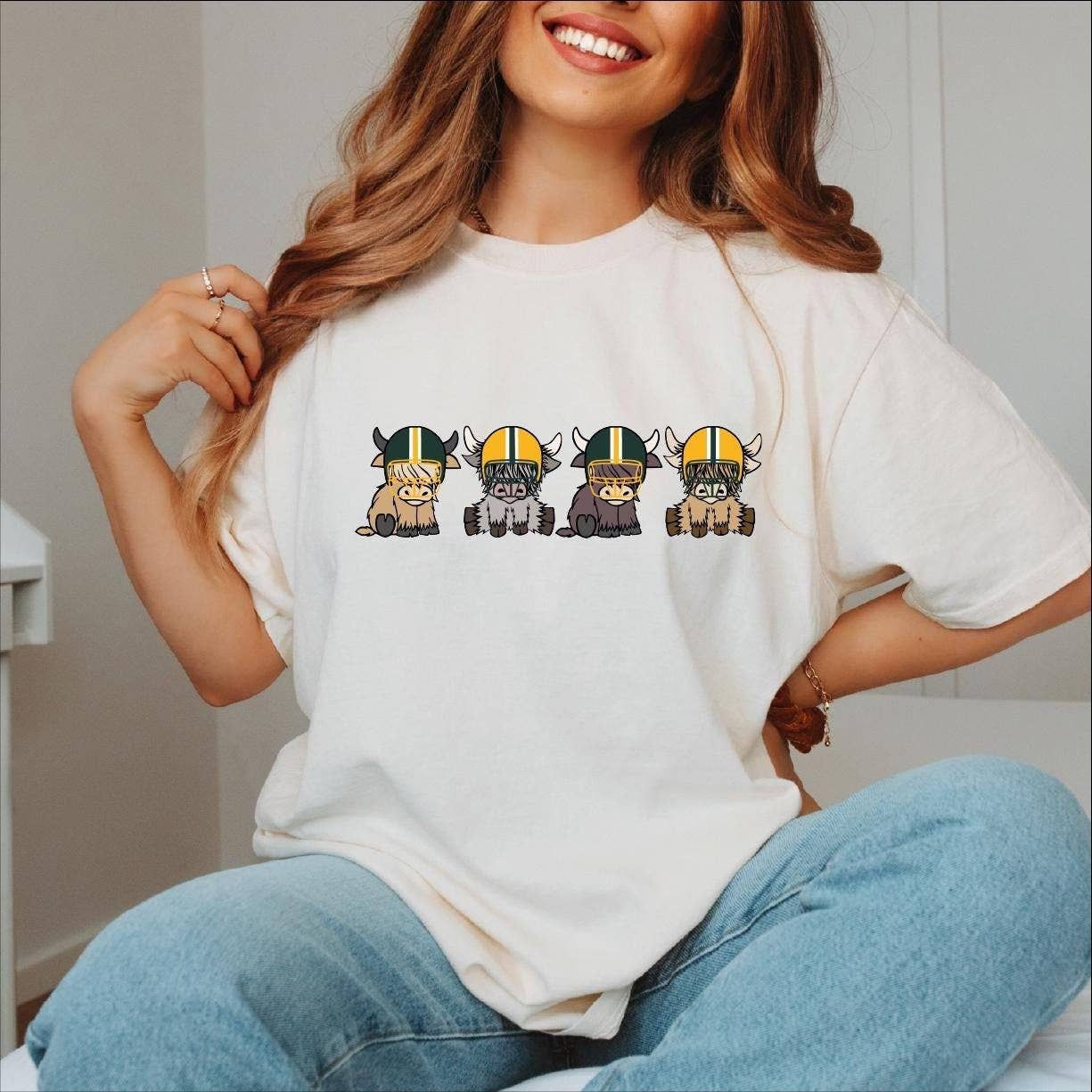 Green Bay Highland Cow Football Shirt