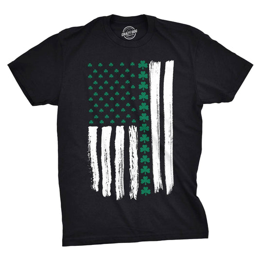 Shamrock American Flag Men's Tshirt Saint Patrick's Day