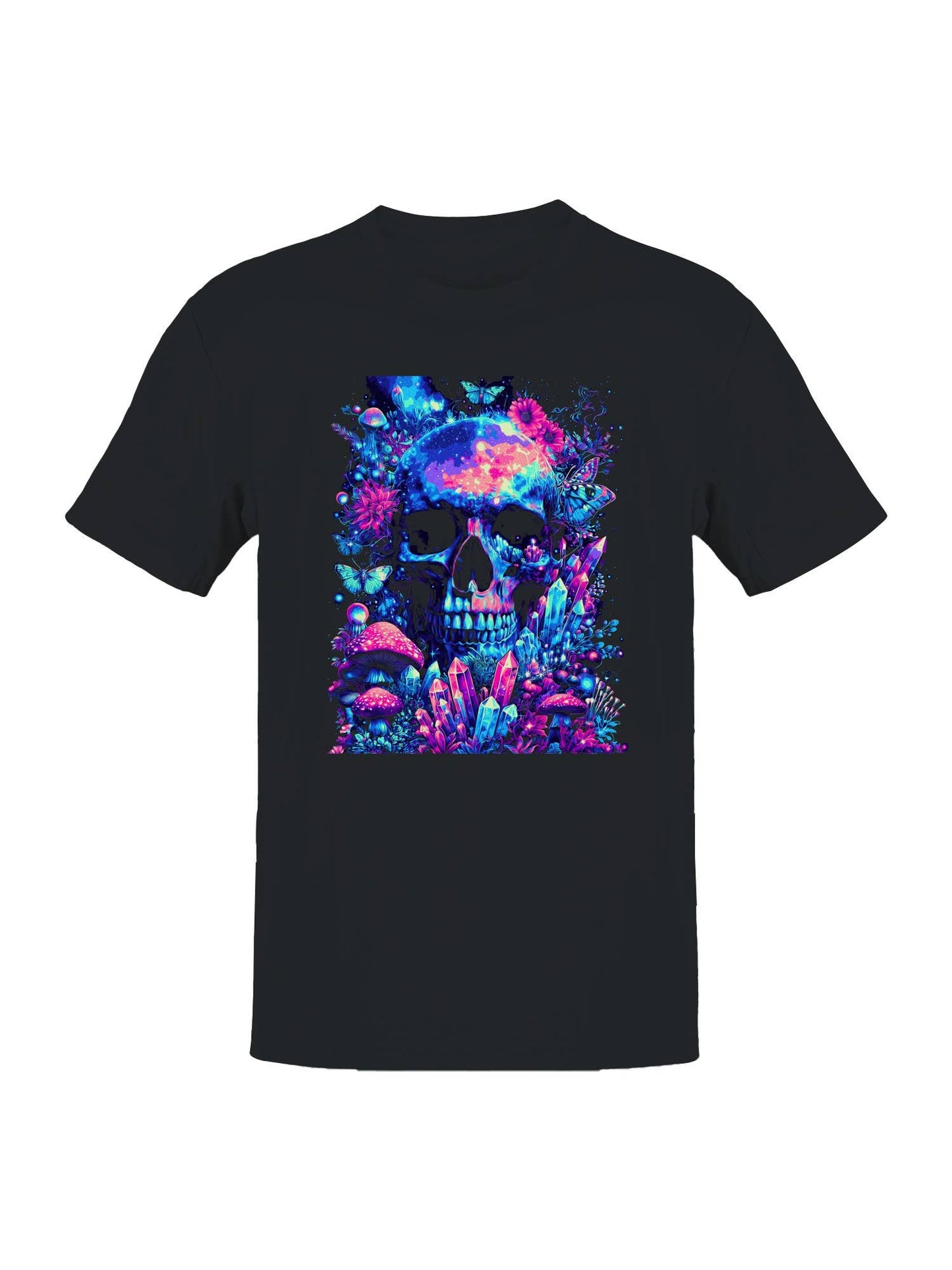 Cosmic Skull and Neon Nature Men's T-Shirt