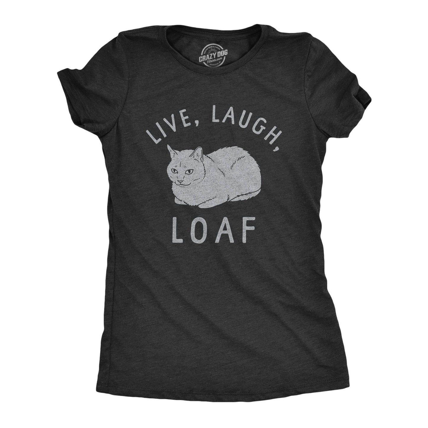 Live Laugh Loaf Women's Tshirt Cat Graphic Tee Western Plus