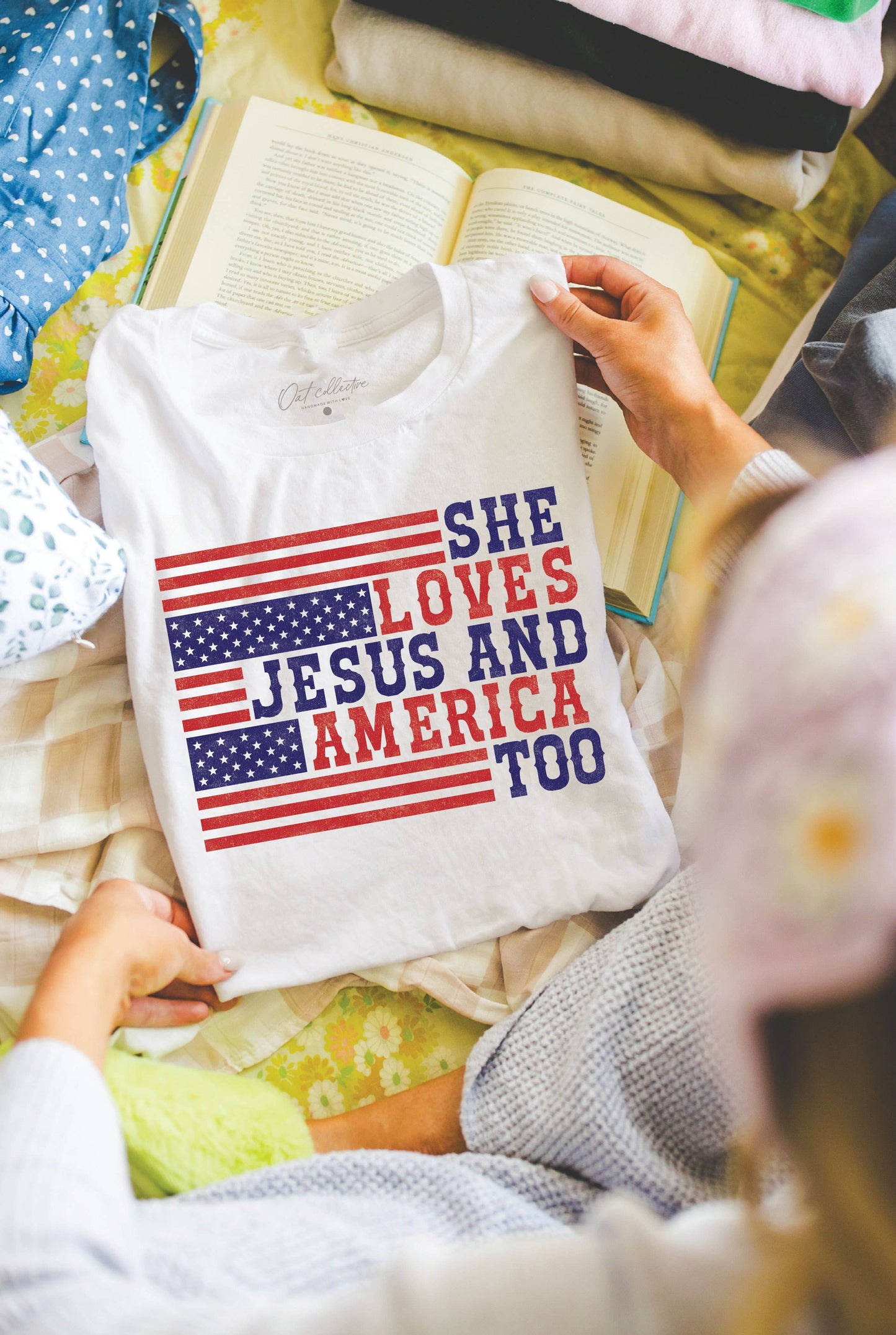 She Loves Jesus and America Too Graphic T-Shirt