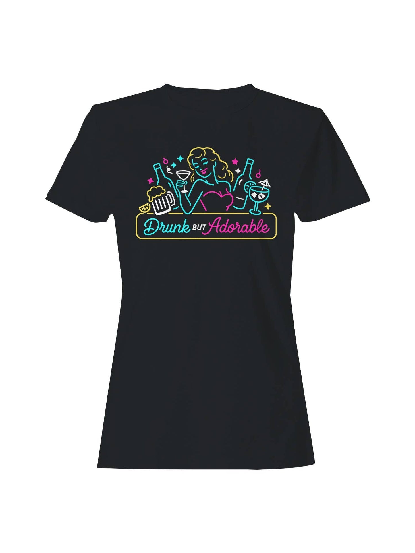 Drunk But Adorable Neon Art Women's T-Shirt