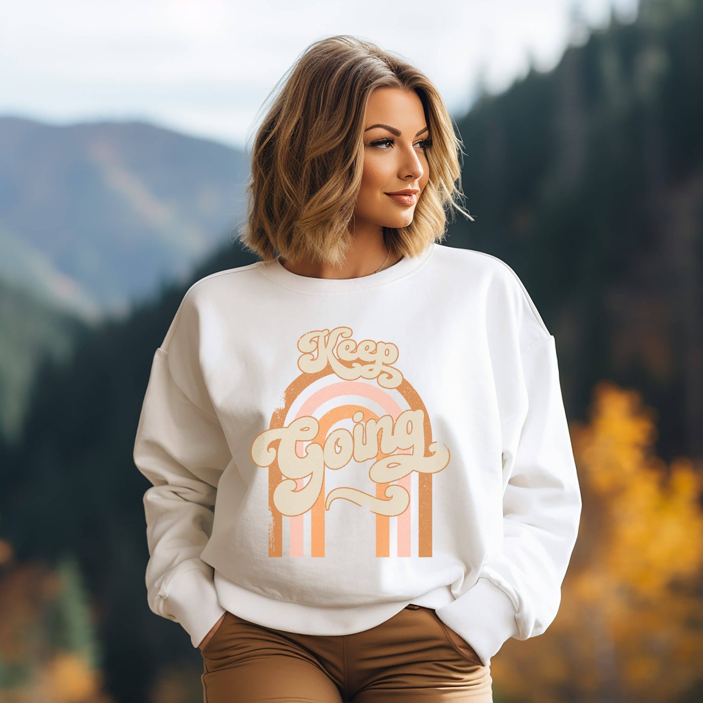 Keep Going Rainbow Neck Sweatshirt | Retro Sweat
