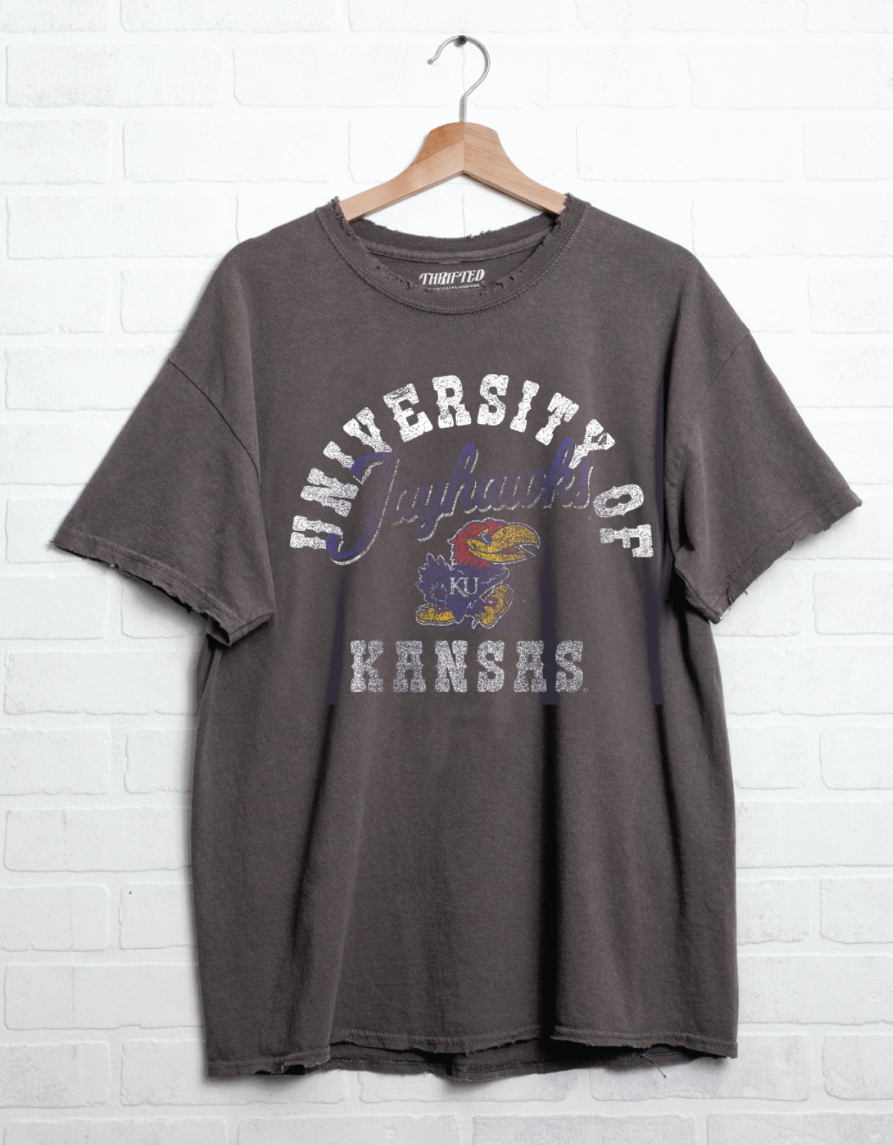 Ku Jayhawks Draft Charcoal Thrifted Tee