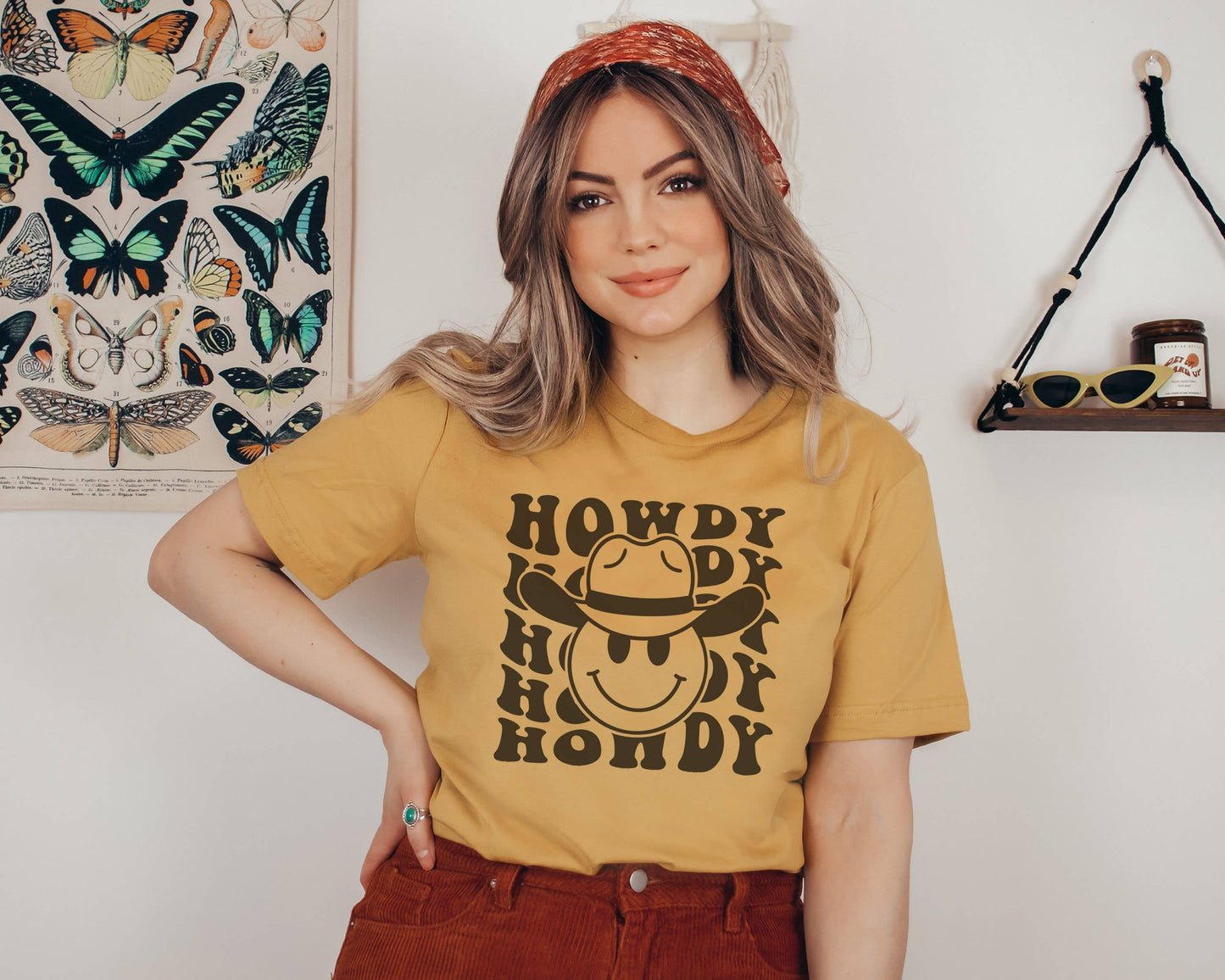 Retro Howdy Happy Face Graphic Tee | Farm Western Wear Shirt