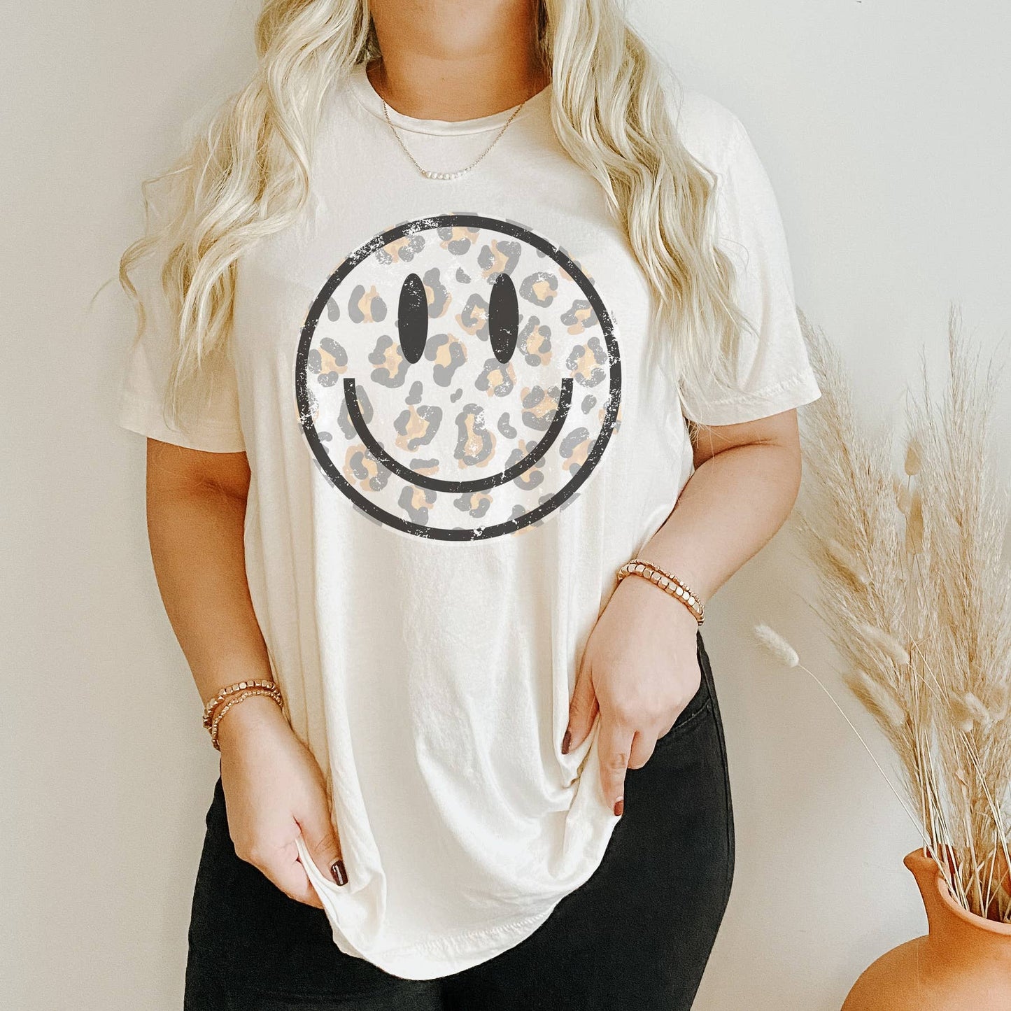 Leopard Happy Face Tee