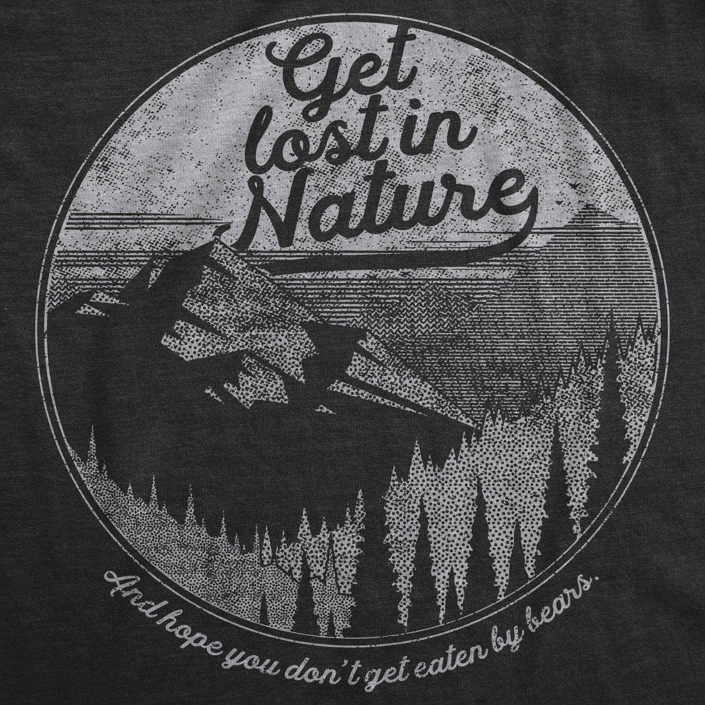 Get Lost in Nature Funny Mens T Shirt Camping Graphic Tee