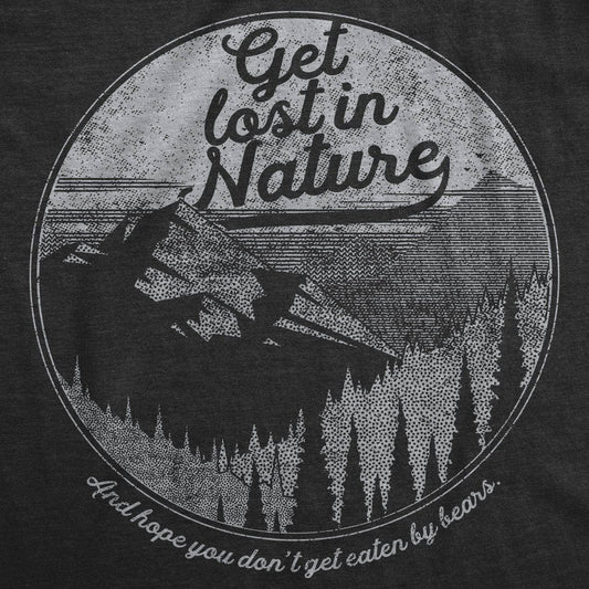 Get Lost in Nature Funny Mens T Shirt Camping Graphic Tee