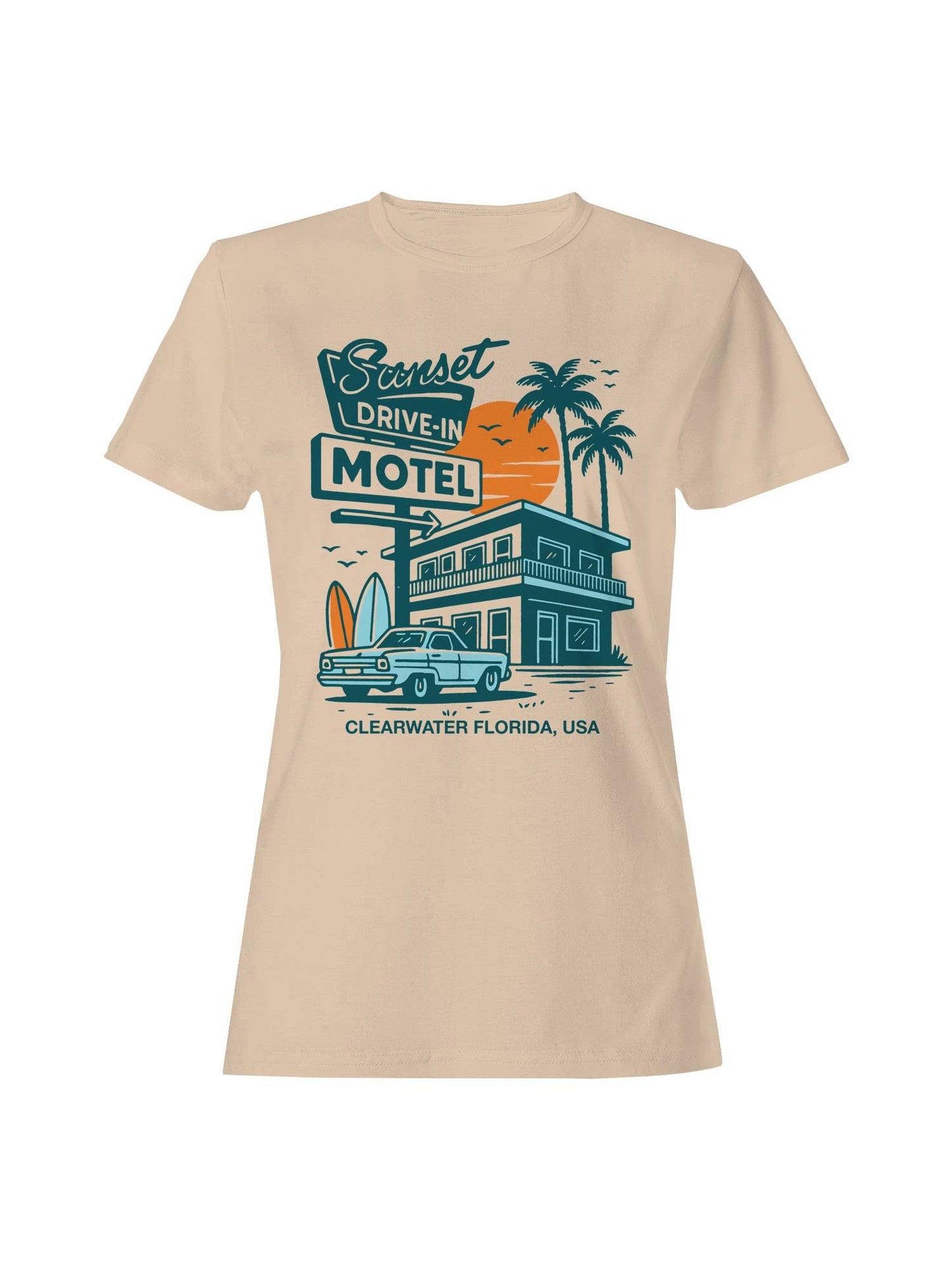 Retro Sunset Drive-in Motel Art Women's T-Shirt