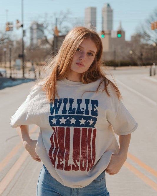 Willie Nelson Stars Off White Thrifted Licensed Graphic Tee