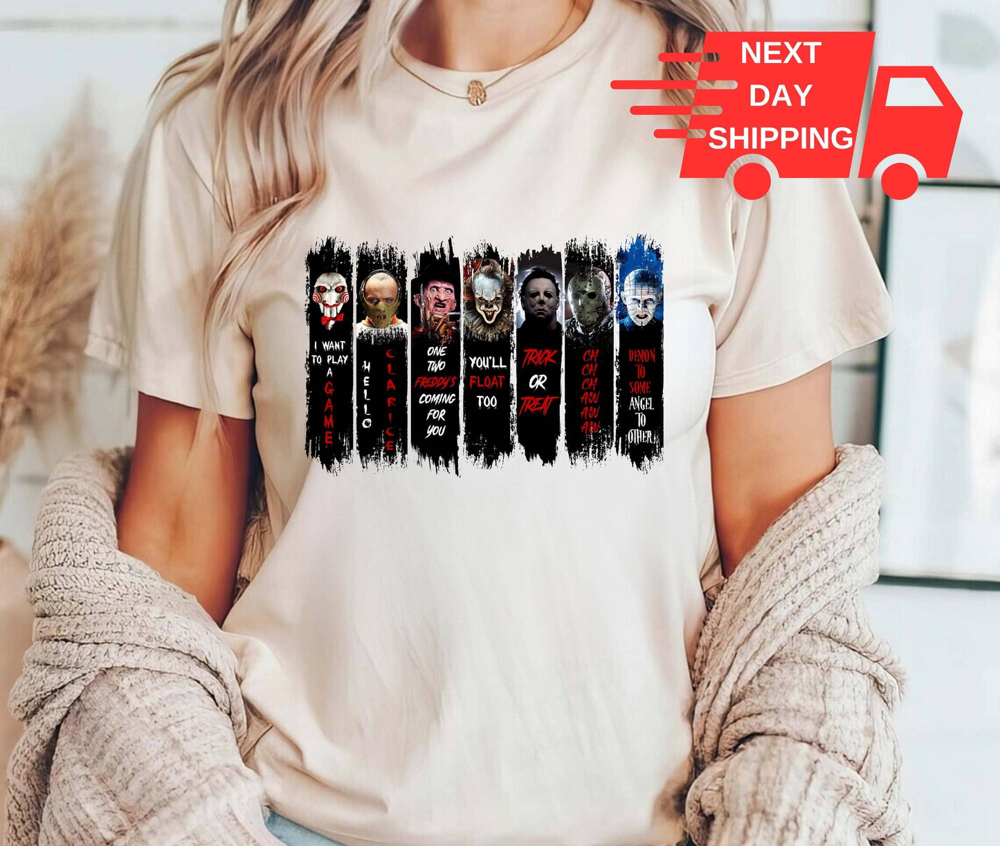 Horror Movie Characters Scary Friends Halloween T-Shirt