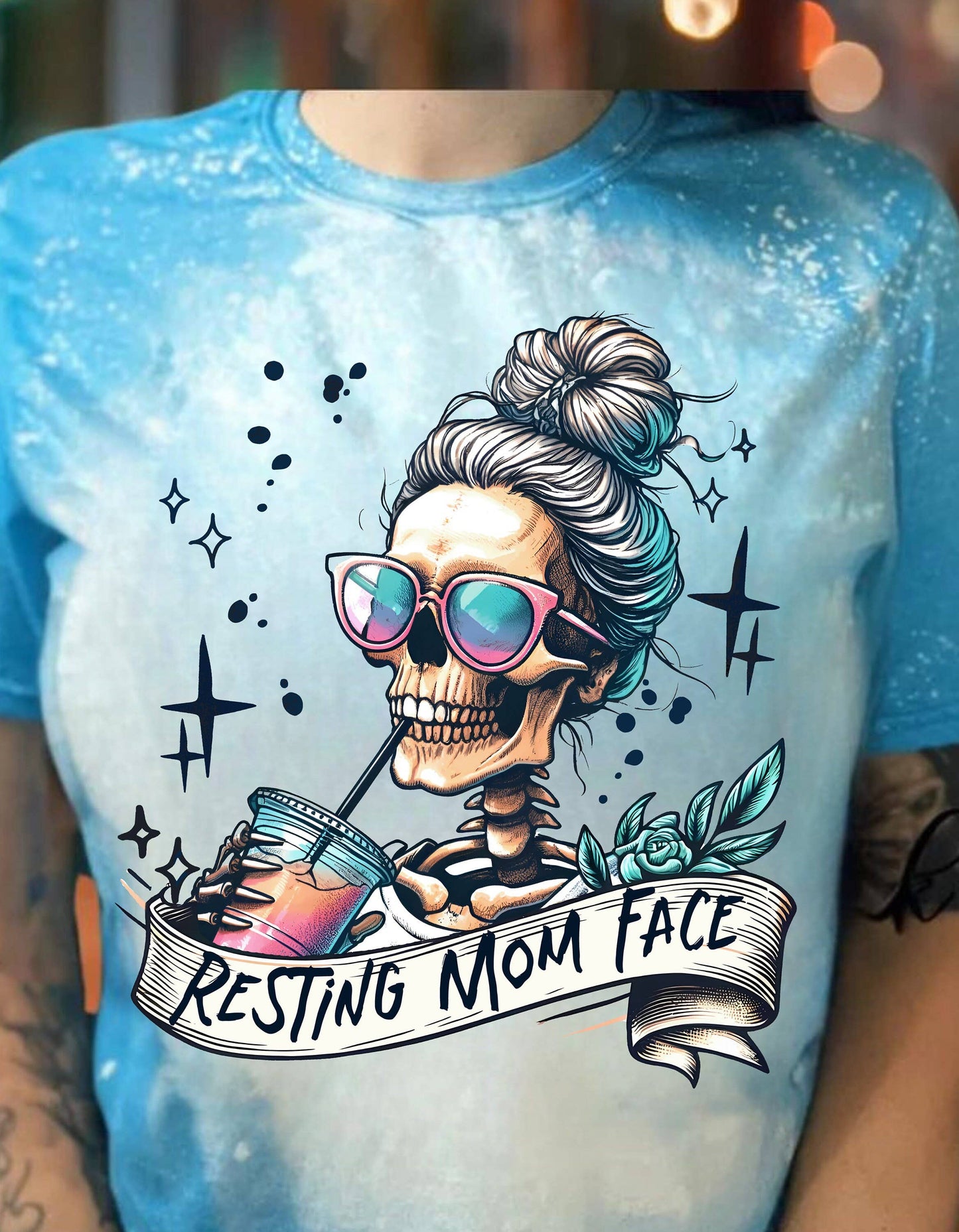 Resting Mom Face Bleached T-Shirt - Funny Sarcastic Mama Tee